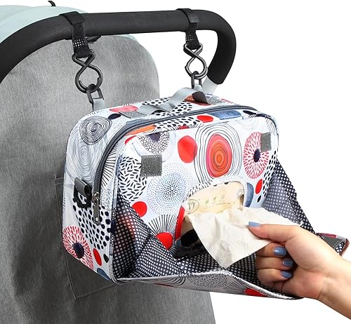 Miniatura 6 de Accmor Organizador de cochecito, organizador universal para cochecito con bolsillo aislado para portavasos y bolsa de cochecito de gran capacidad,