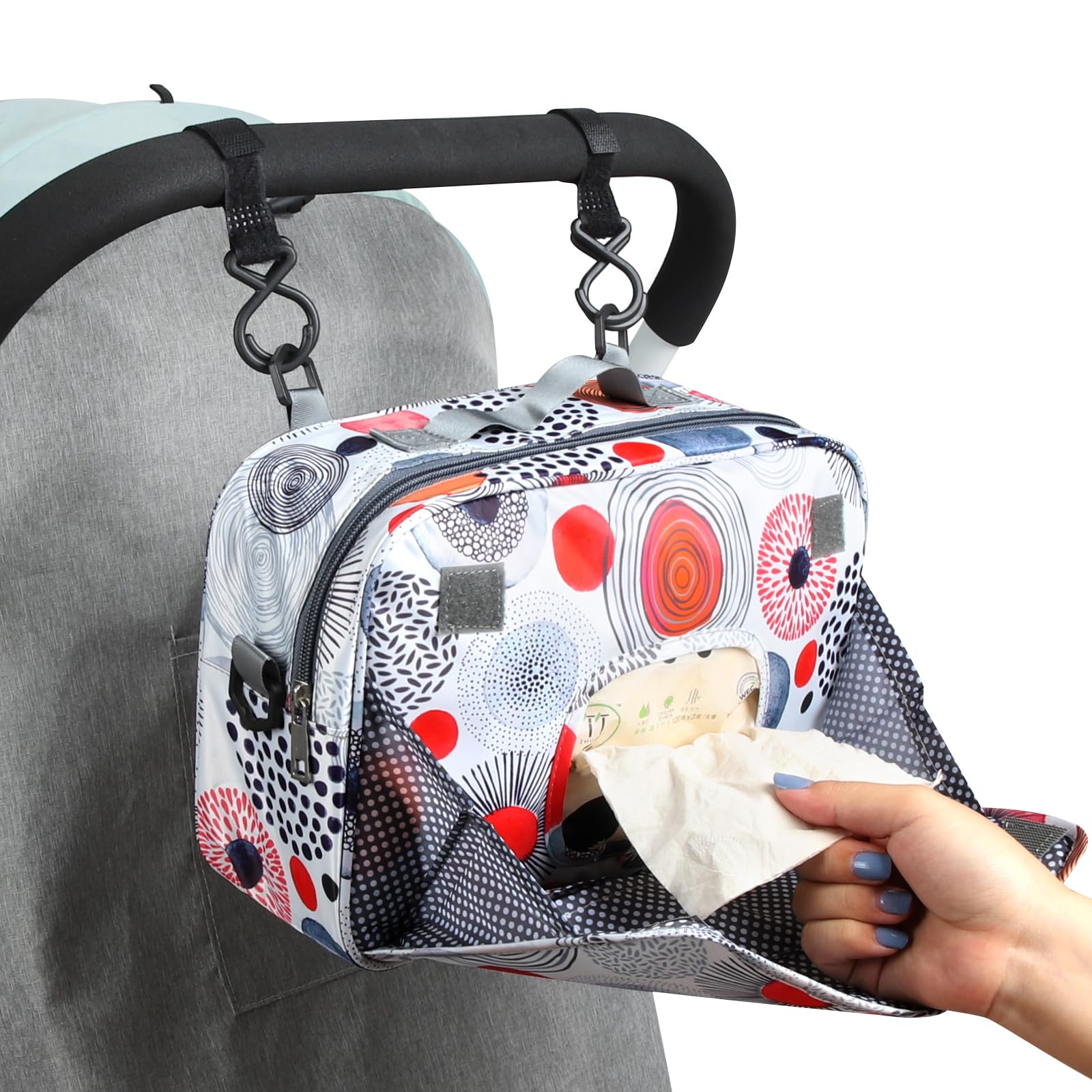 Accmor Organiseur universel pour poussette avec poche isotherme pour porte-gobelet, double usage, grande capacité, accessoires pour poussettes Uppababy, Doona, Nuna