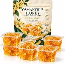 Premium Osmanthus Honey, Single Serve Individual Portions with Delicate Floral Aroma, Honeycomb Pieces for Tea, Coffee, Breakfast, Toast & Everyday Enjoyment, 250g 8.82 oz
