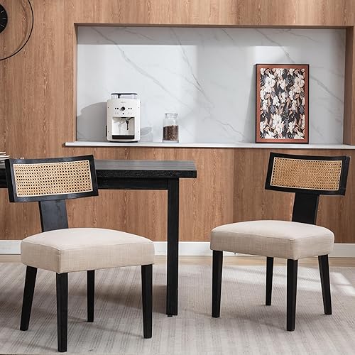 Miniatura 10 de Juego de 4 sillas de comedor modernas de mediados de siglo, tapizadas de piel sintética, sillas Parson modernas sin brazos de cocina, sillas de