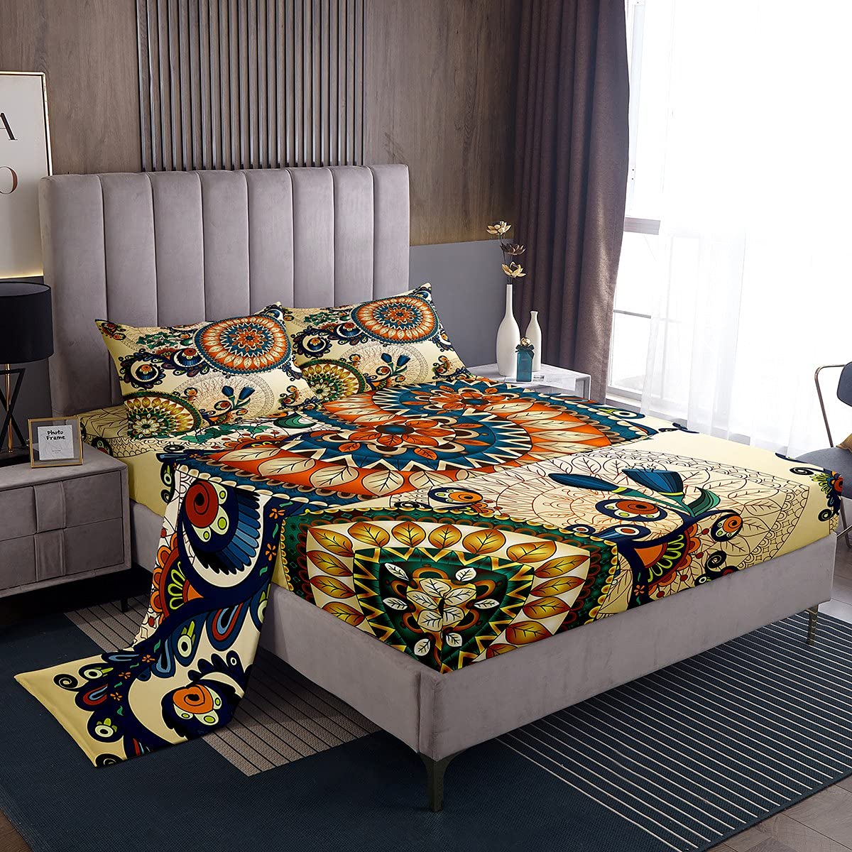 Lenzuola Single Set Lenzuola Singolo Uccelli Rustici - Stampa Colorata Con Colibrì Per Camera Da Letto Microfibra Morbida Decorativa