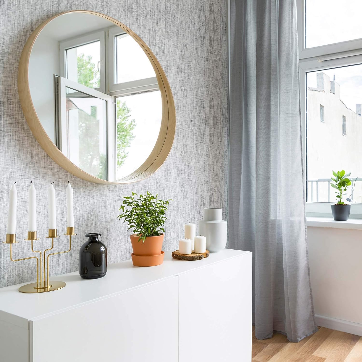 Walls By Me Peel and Stick White and Black Imitation Removable Wallpaper 2873-2ft x 4ft (61x122cm)