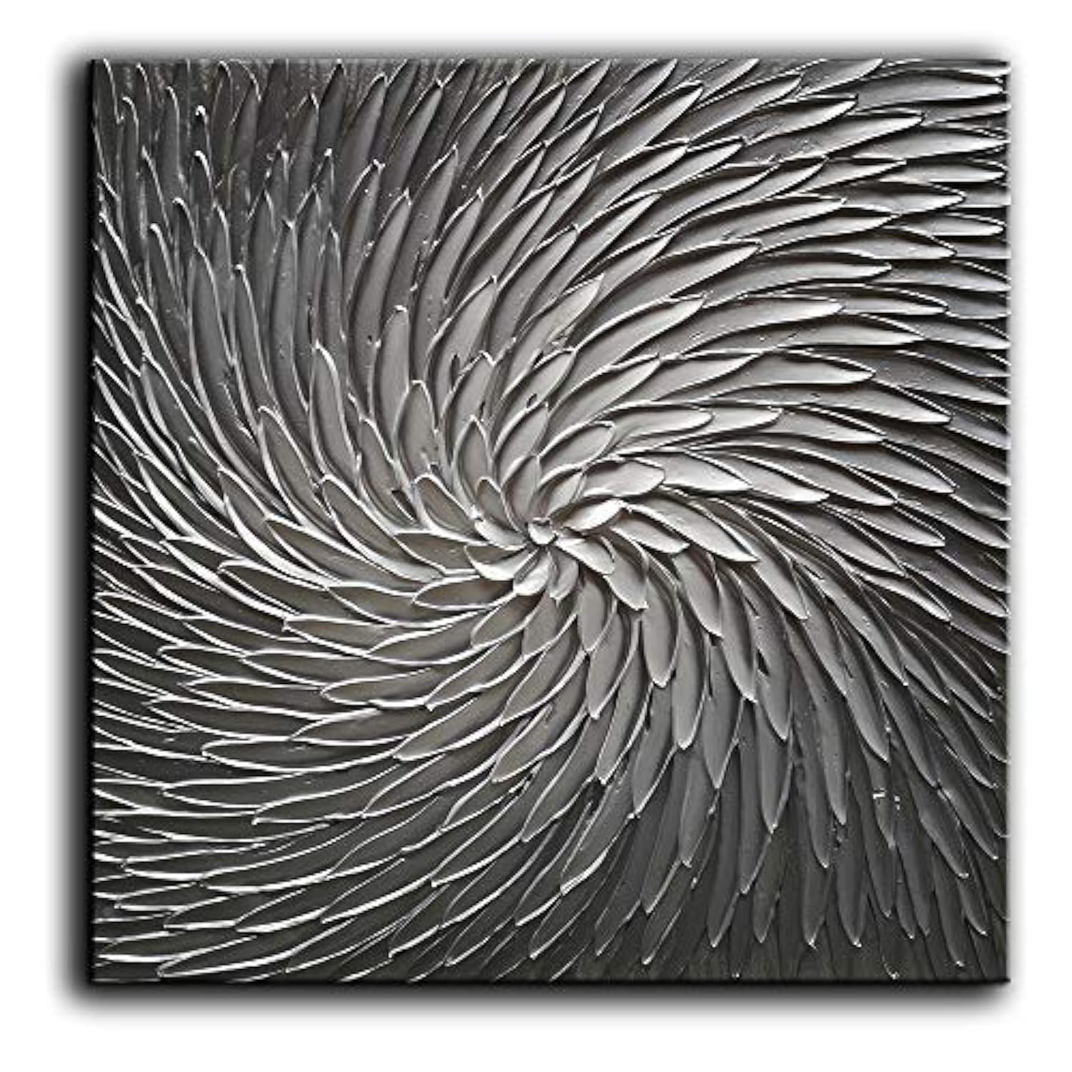 YaSheng Art - Abstract Art Oil Paintings on Canvas Silver Gray Gradient color Abstract Artwork Modern Home Decor Canvas Wall Art Ready to Hang for Living Room Bedroom 24x24 Inch