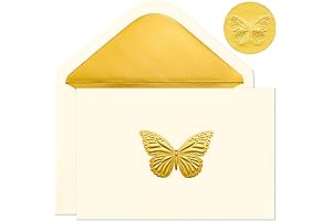 Crisky Embossed 50-Pack Gold Blank Greeting Cards for Butterflyers
