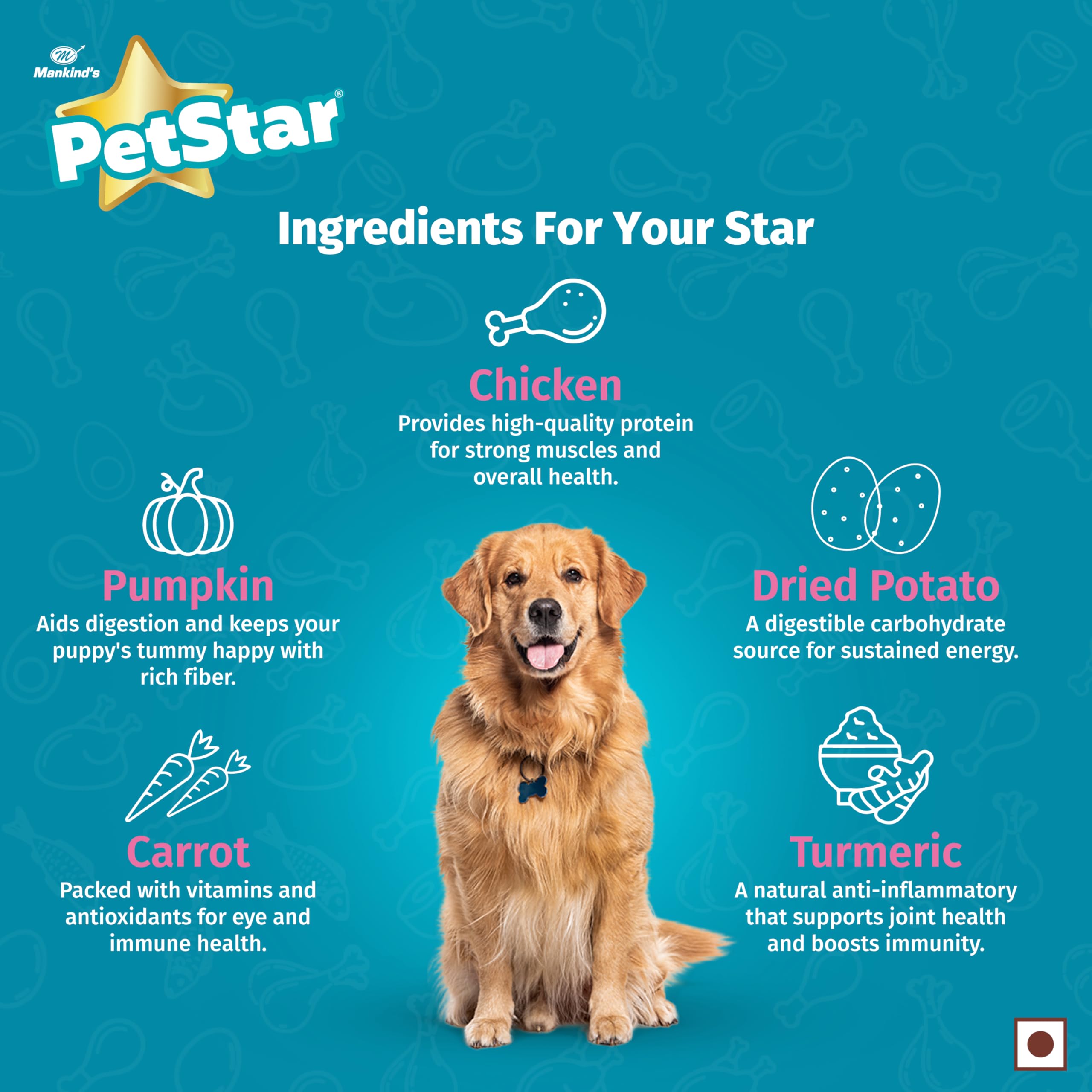 Mankind Petstar Adult Wet Dog Food (High Protein) Chunky Chicken Gravy, 120g (Pack of 5) | Made with Real Chicken & Veggies |Adult Dog Food| No Artificial Flavors 4