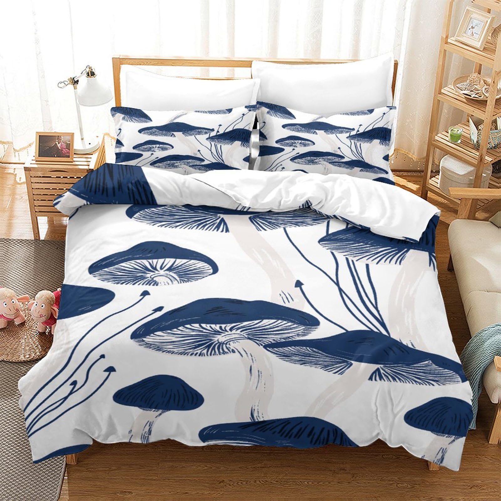 P1S9U7W5Y Ink Style Botanical 3D Printed Duvet Cover Set 3pcs Microfiber Lotus Bedding Set King