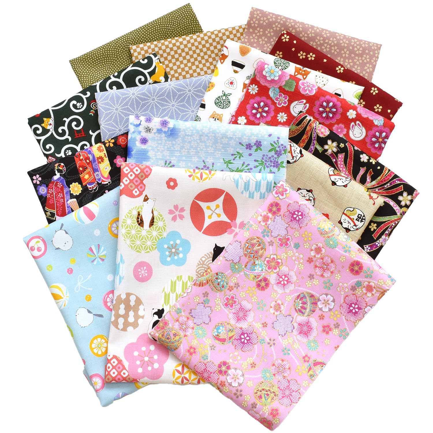 Amazon | MYmama 和柄カットクロス 約30×25cm 15枚 セット 花柄 動物柄 