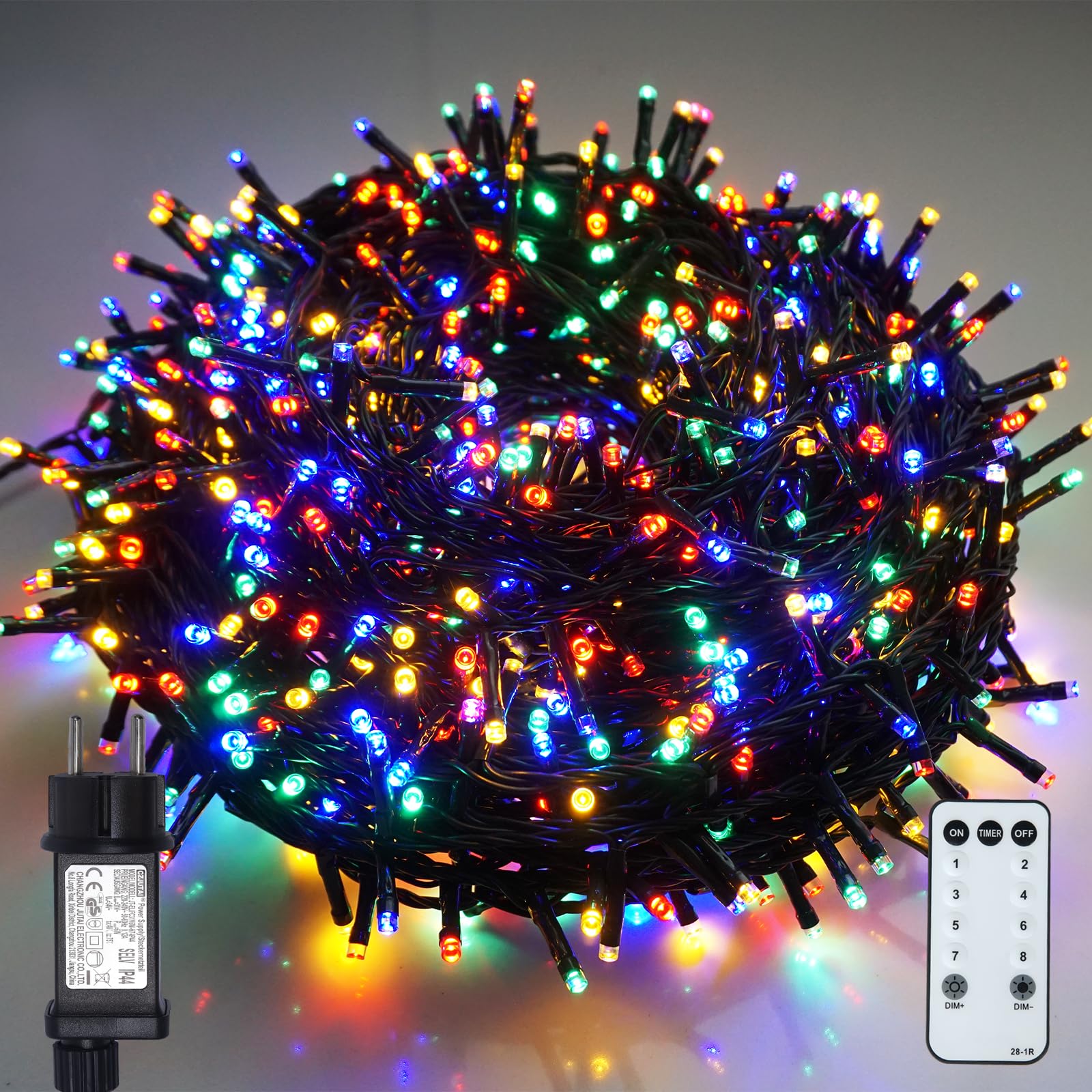 BIUDN 1500LED Bunte Lichterkette Außen Innen,75M Lichterkette Outdoor Bunt Strom mit 8Modi Timer IP44 Dimmer,Bunte Weihnachtsbeleuchtung Geeignet Für Weihnachtsbäume Feste Hochzeiten Dekoration.