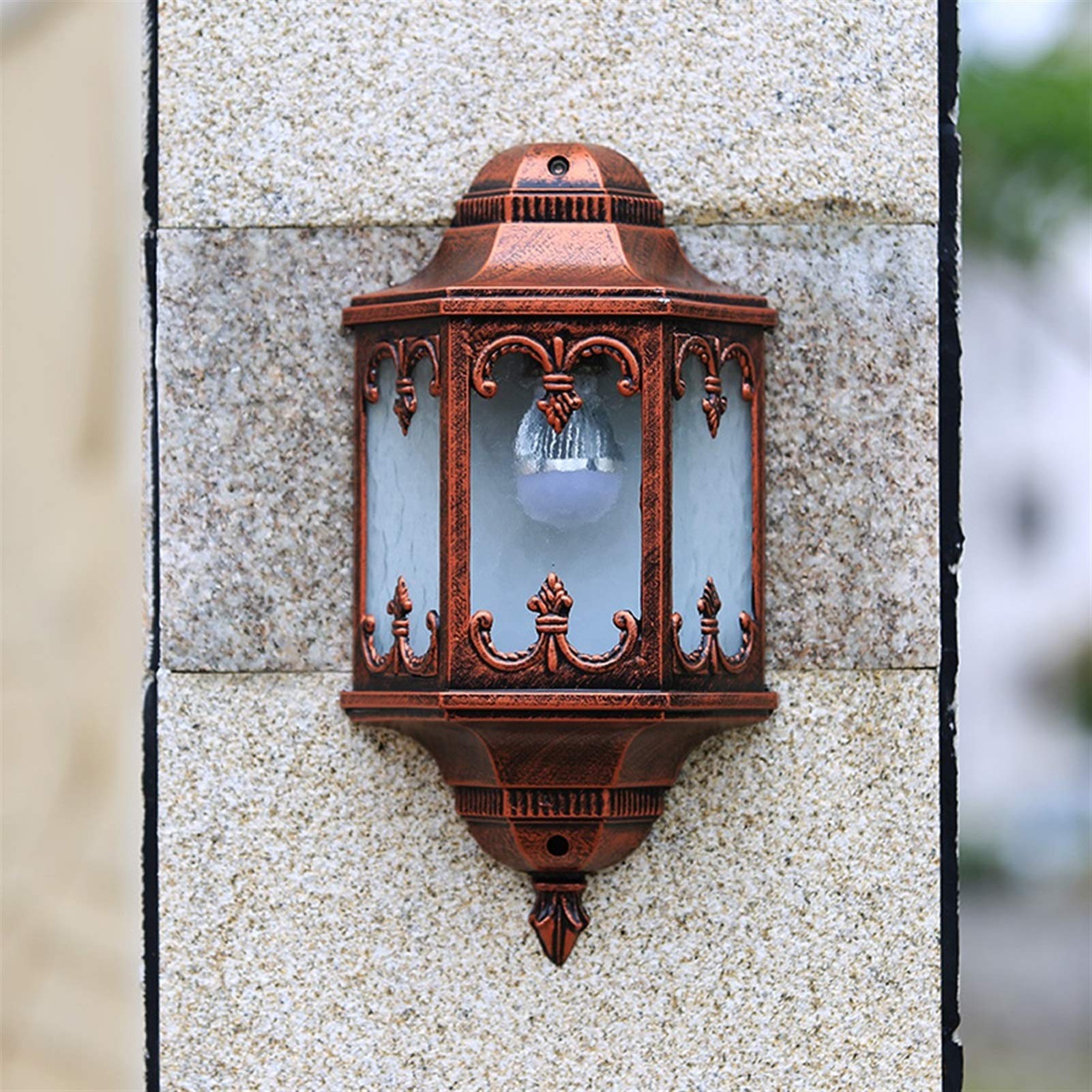 Aluminiowa lampa ścienna, wodoodporna pojedyncza głowica LED, E27, szklany klosz, wewnętrzne wewnętrzne oświetlenie wewnętrzne dekoracyjne do świateł ogrodowych, sypialni, lampka nocna, salon