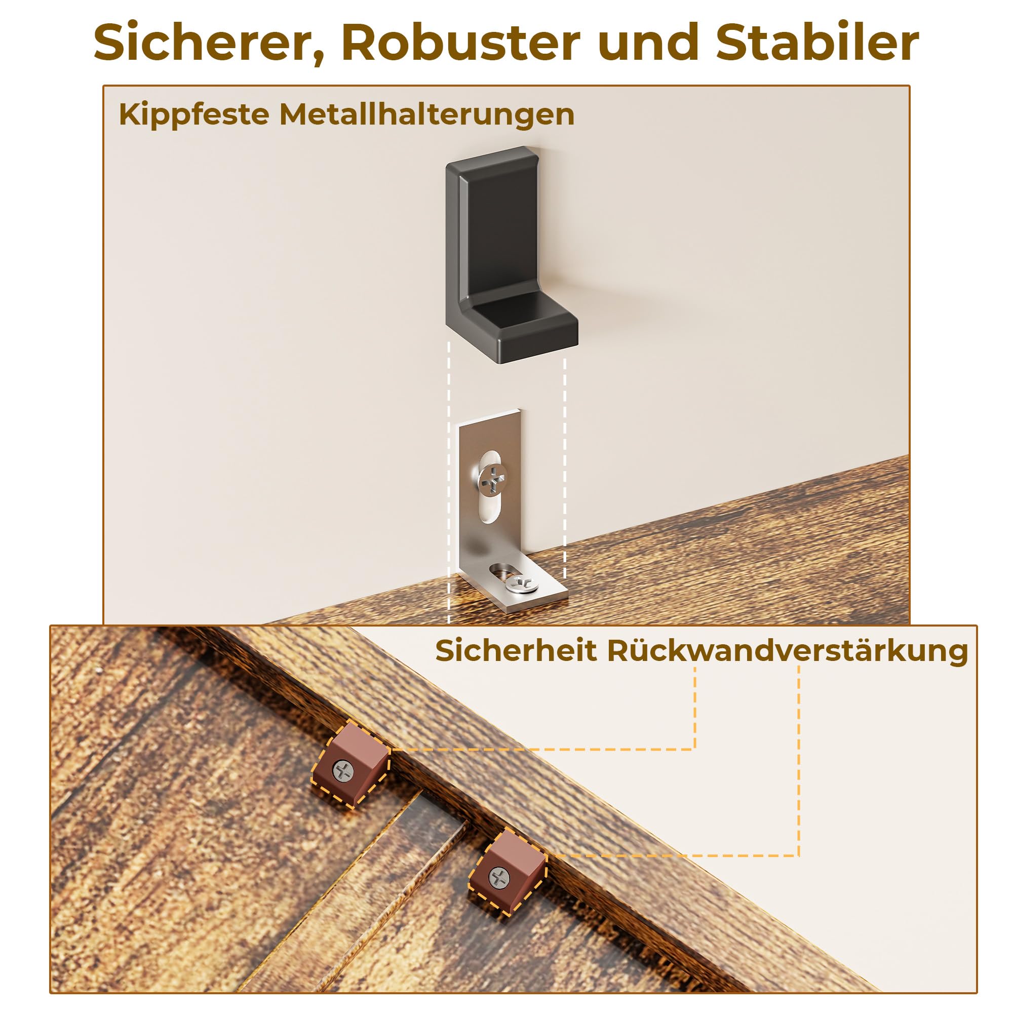 IRONCK Bücherregal Braun, Standregal mit Türen, Holz Regal mit 6 Ebenen, Offenes Aufbewahrungsregal für Wohnzimmer, Homeoffice, Esszimmer, Schlafzimmer, 24 x 60 x 180 cm