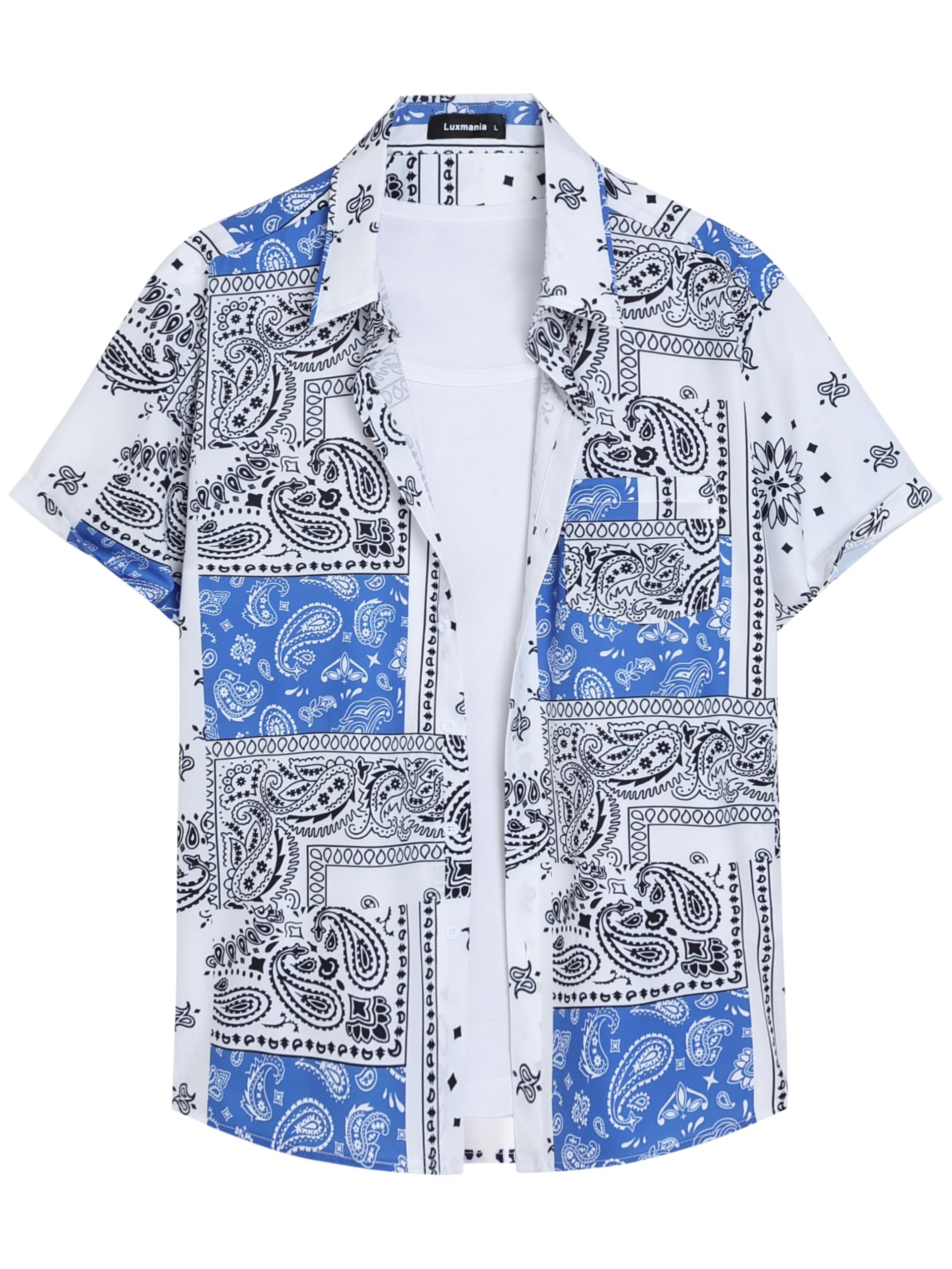 Men's Hawaiian Shirt Casual Short Sleeve Button Down Shirt Coconut Print Summer Beach Shirt with Pocket