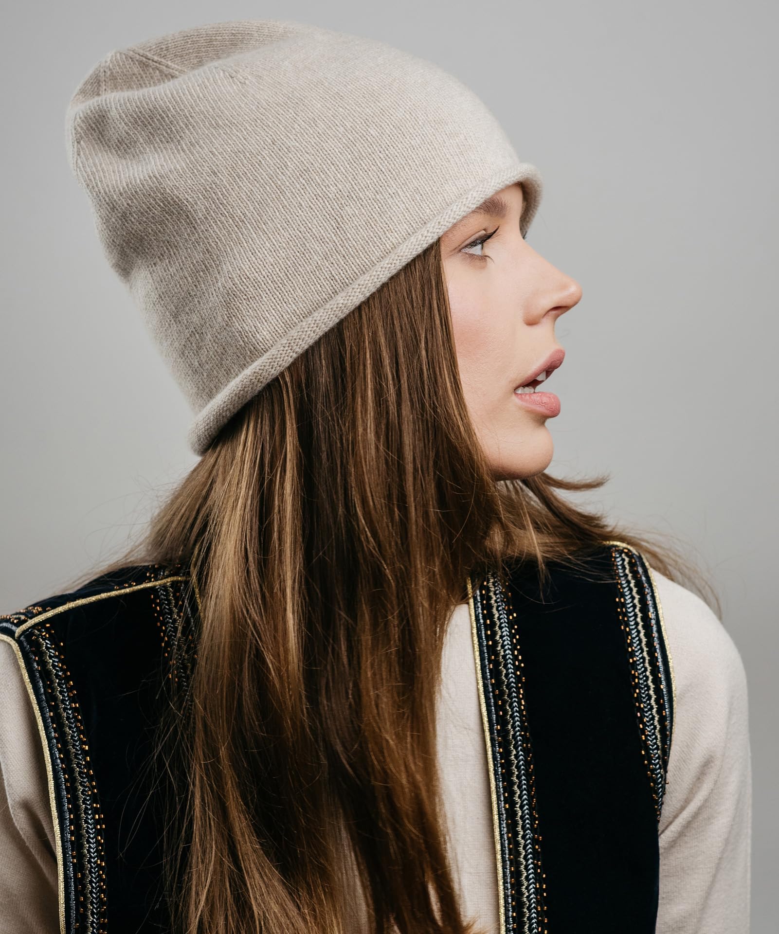 TODO 50% Kaschmir Beanie Damen, Merino Slouchy Beanie Mütze Merino für Frauen - Wintermütze Kaschmir-Wolle Mütze