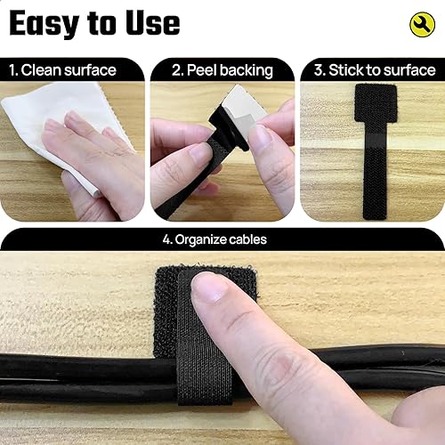 Miniatura 9 de 40 bridas de para cables, correas autoadhesivas, organización de cables debajo del escritorio, organizadores de cables ajustables para oficina,