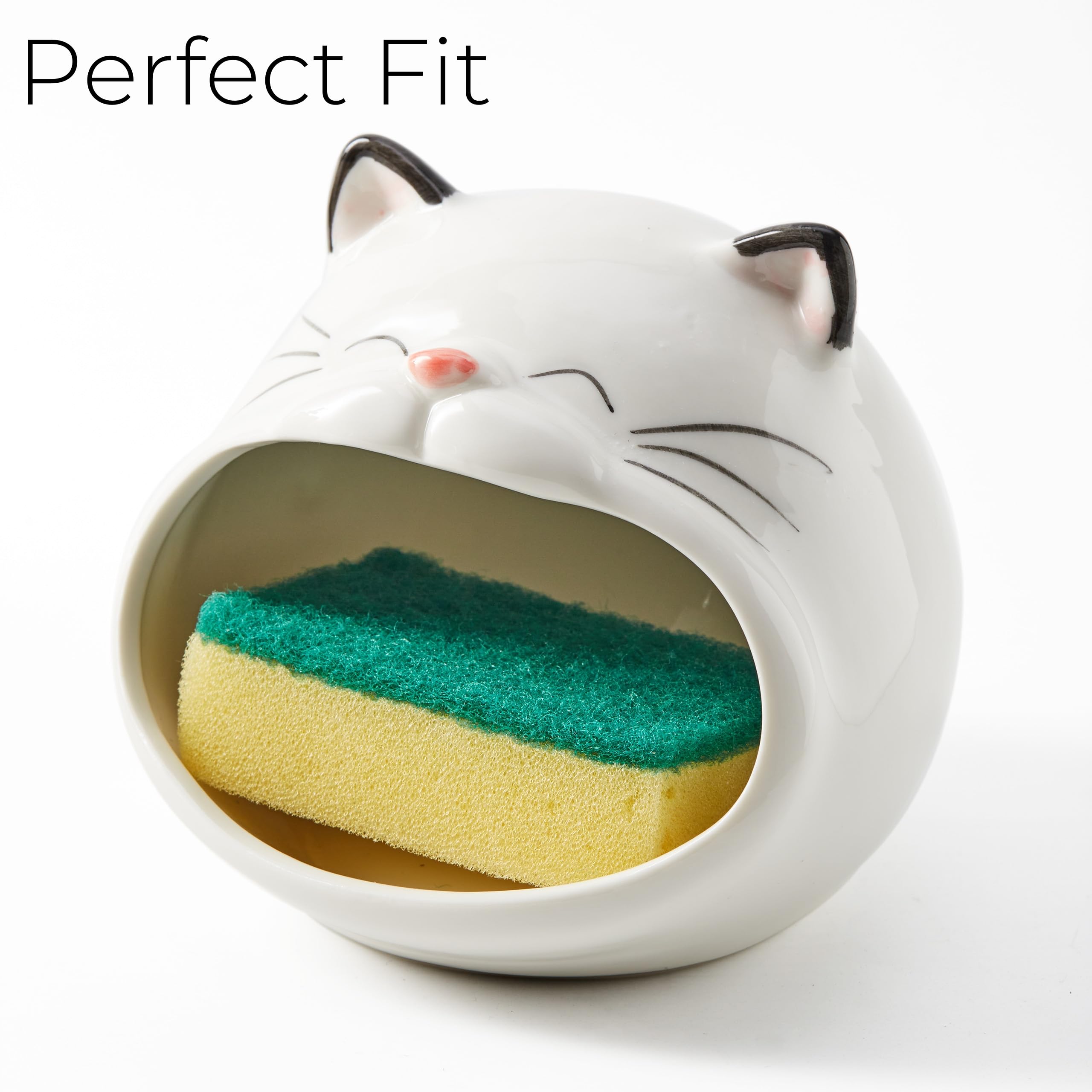 Cute Ceramic Cat Sponge Holder - Kitchen Decor -5