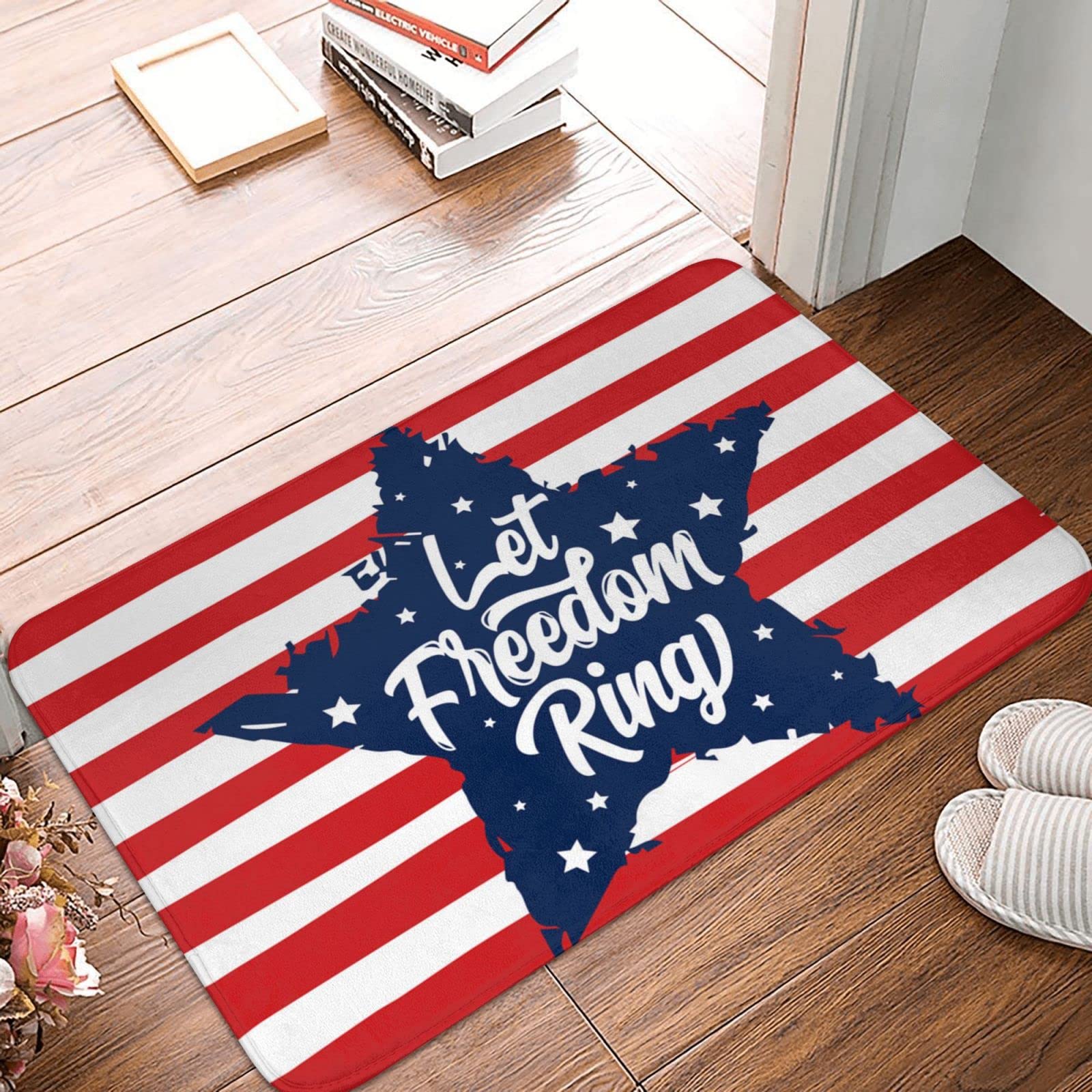 Tapis de porte d'extérieur Let Freedom Ring antidérapant idéal pour l'ambiance d'automne