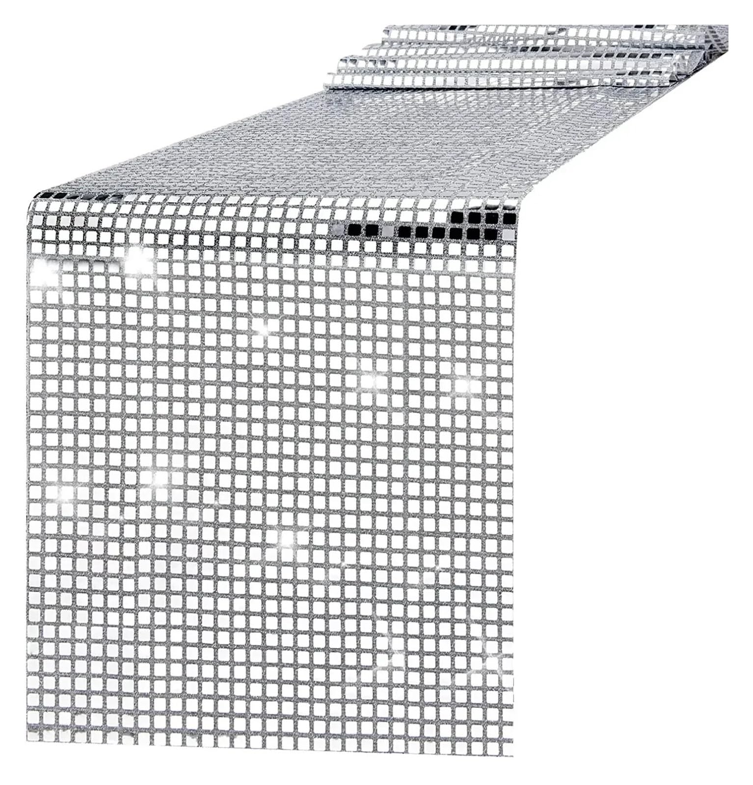 Runner Da Tavolo Con Paillettes Glitterate Discoteca, Confezione 4 Pezzi