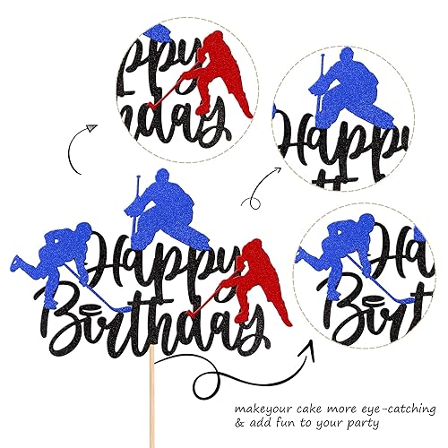 Miniatura 9 de 1 pieza de decoración de pastel de hockey con purpurina para decoración de pastel de hockey sobre hielo, jugador de hockey sobre hielo, selección de