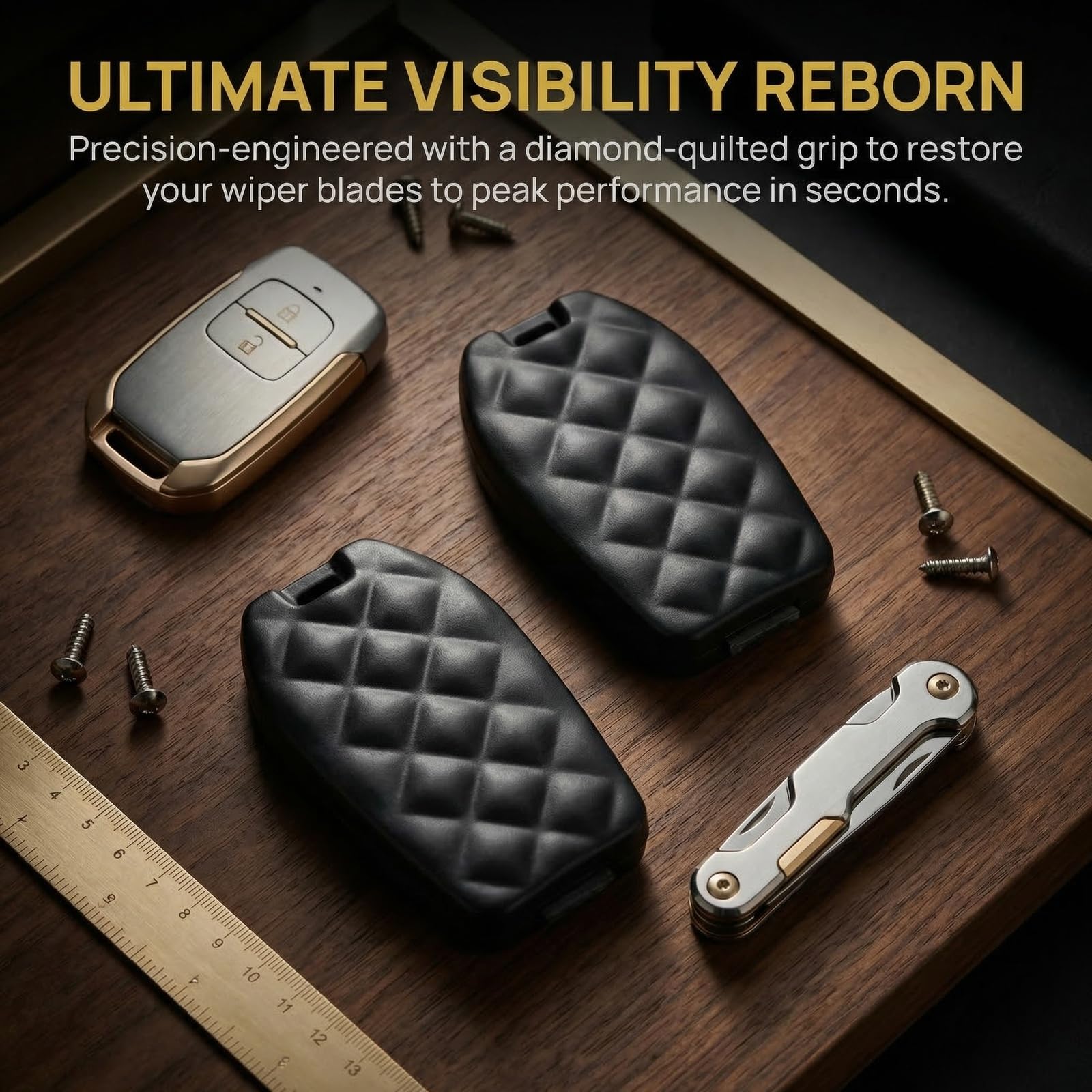 Set di riparazione per tergicristalli e spazzole tergicristalli, universale, per auto, con motivo a diamante, colore nero