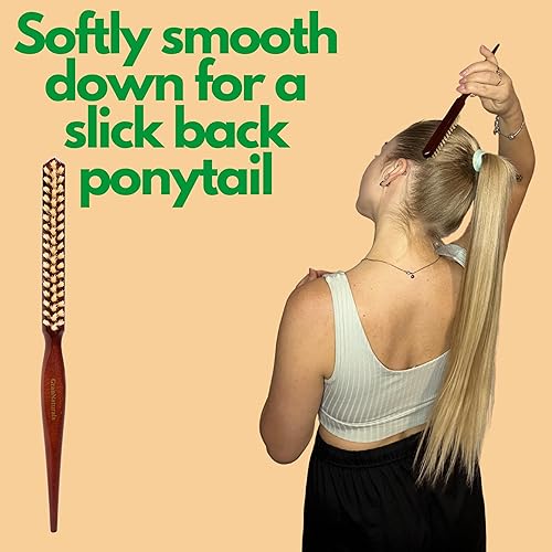 Miniatura 8 de GranNaturals Cepillo de cerdas de jabalí suave para cabello de espalda resbaladiza, peinado, control de bordes, suavizar los pelos de bebé para