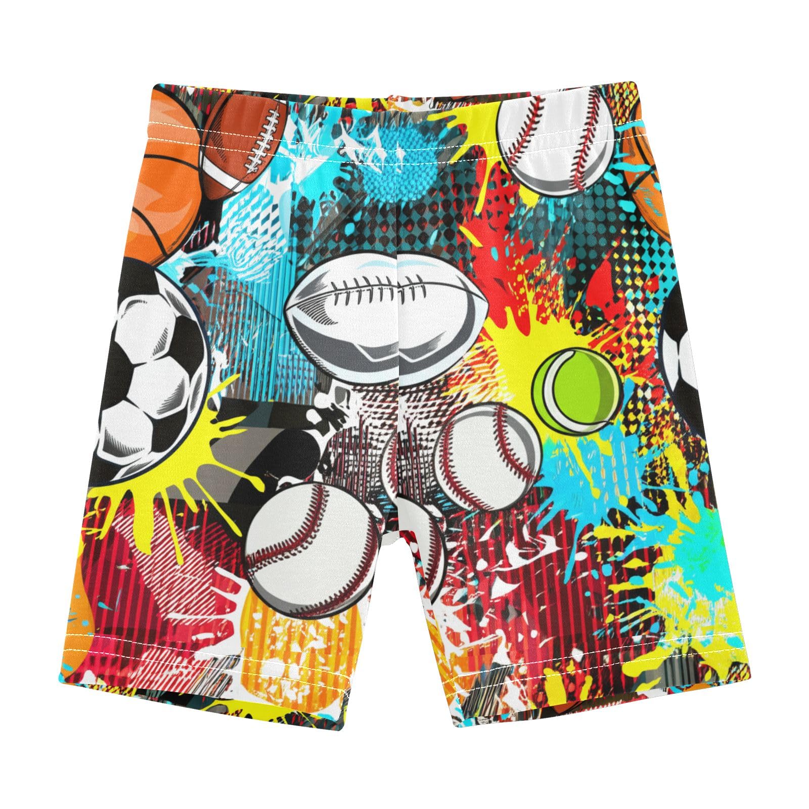 CHIFIGNO Cool Footballs Baseballs Tie Dye Girls' Bike Shorts Under Dress Cartwheel Shorts Biker Short Summer Clothes 4T