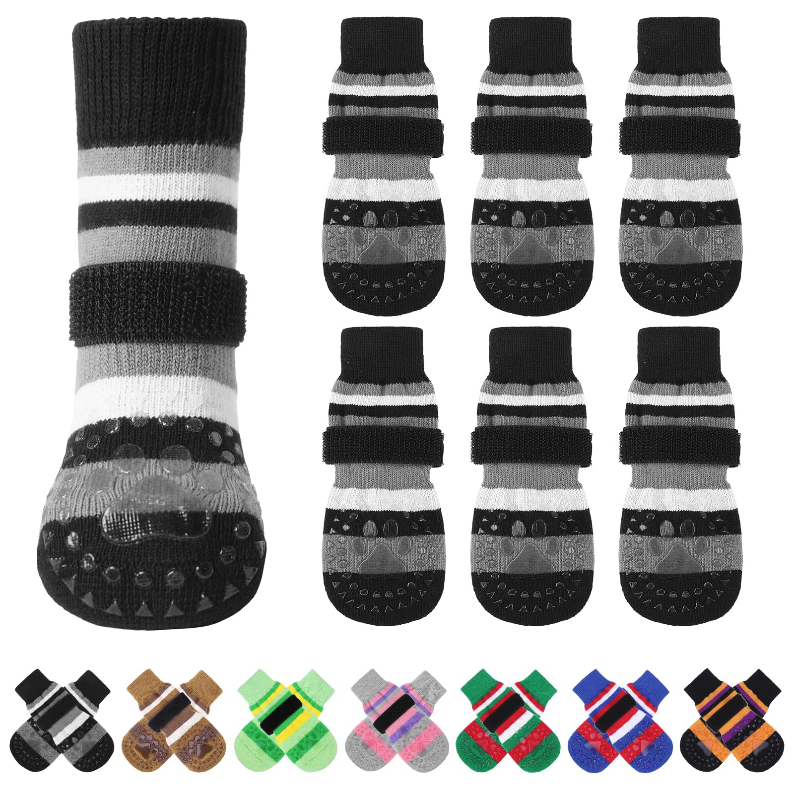 KOOLTAIL Anti Slip Dog Socks for Hot Pavement, 3 Pairs Dog Boots & Paw Protectors to Prevent Licking Paws with Grippers, Double Sides Booties Shoes
