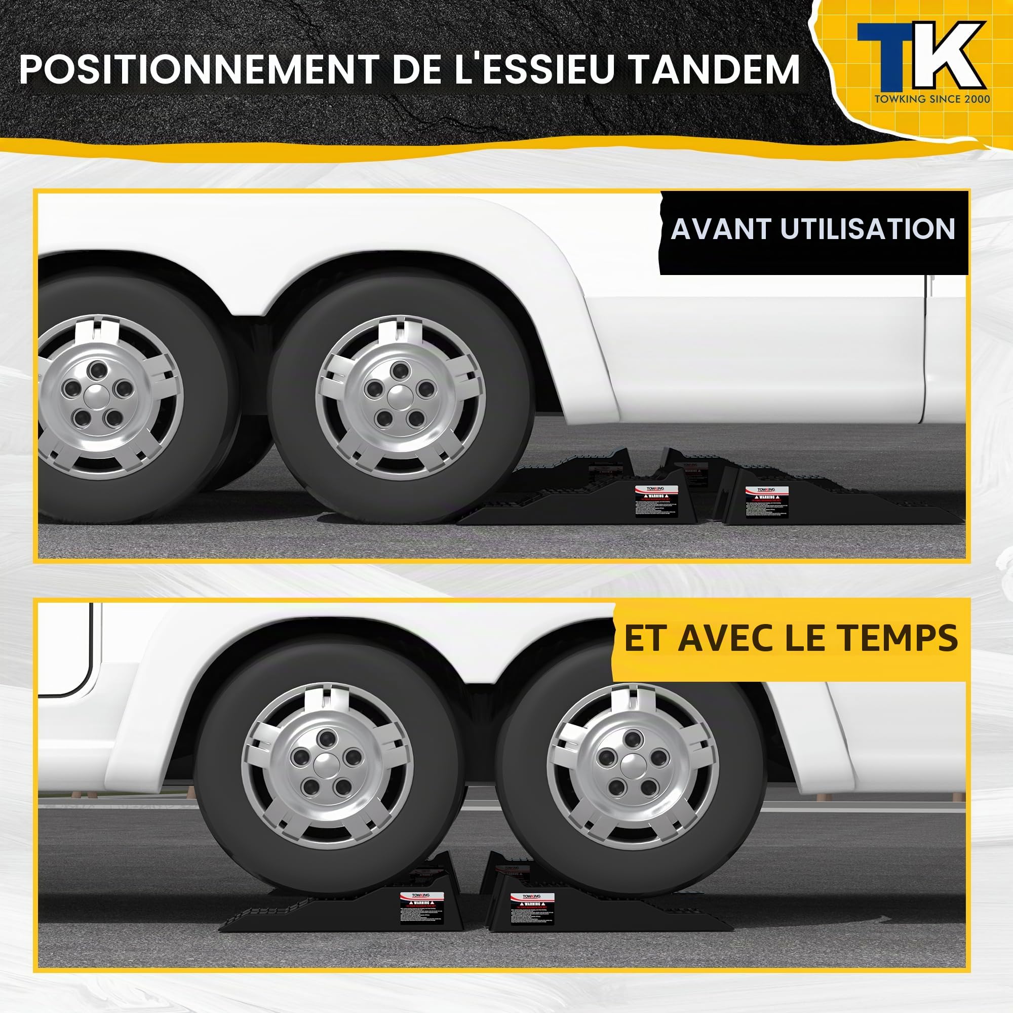 Cales cavalières pour camping-car - 2 PIÈCES/1 SET, La capacité de charge maximale est de jusqu'à 10 tonnes - Cales cavalières pour caravane, camping-car et remorque (Cales cavalières noires)'