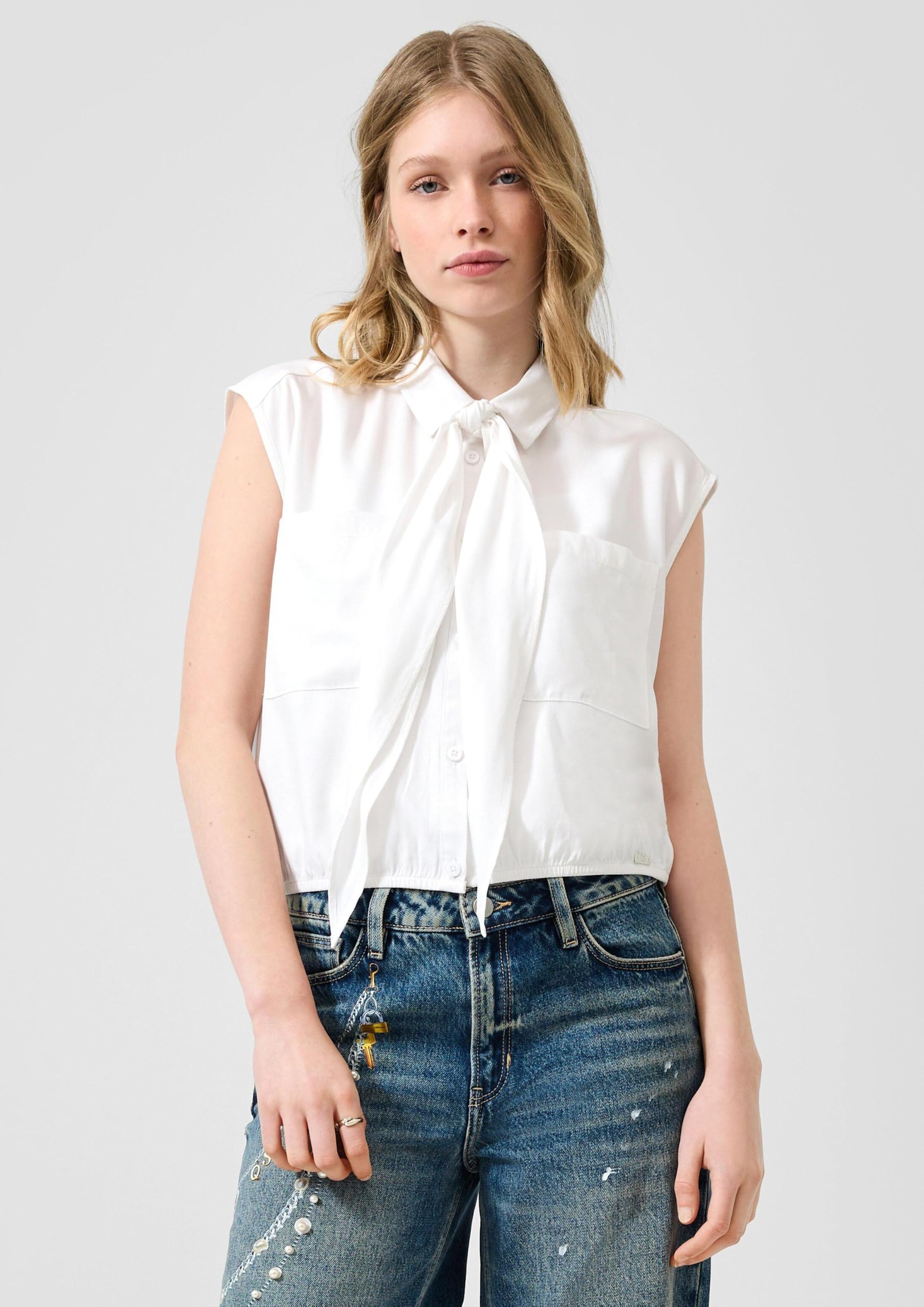 QS Ärmellose Bluse mit Schluppen-Detail