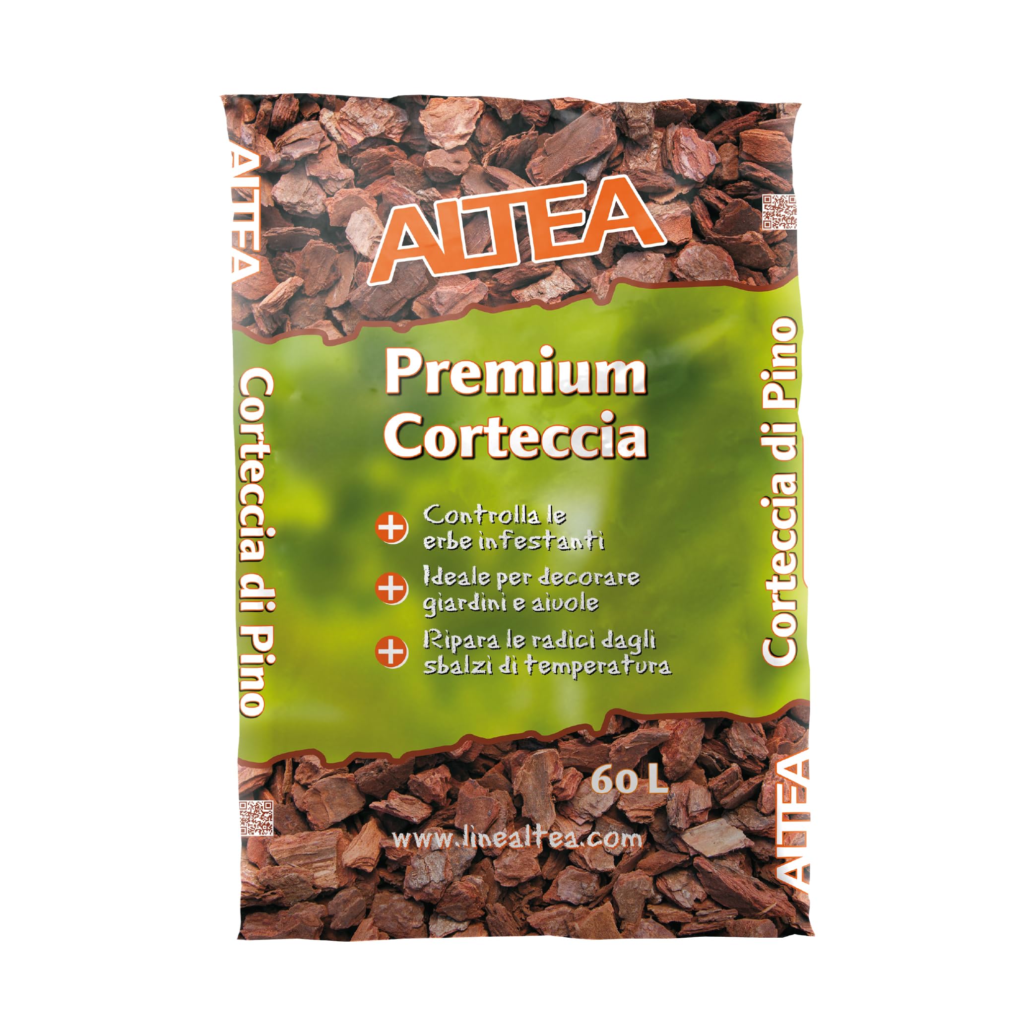 Tecnokit Corteccia di Pino Premium per Pacciamatura Naturale, Corteccia per Giardino E Piante in Vaso, Pine Bark Decorativa 15-25 Mm, Anti-Erbacce E Fertilizzante Naturale, Sacco da 60 Litri