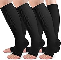 Vista 18 de bropite Calcetines de compresión sin dedos para mujeres y hombres, 2 pares de calcetines de compresión de punta abierta, soporte de 15-20mmHg