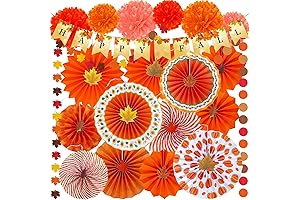 Winlyn 21 Pack Fall Paper Fans Decorations Kit