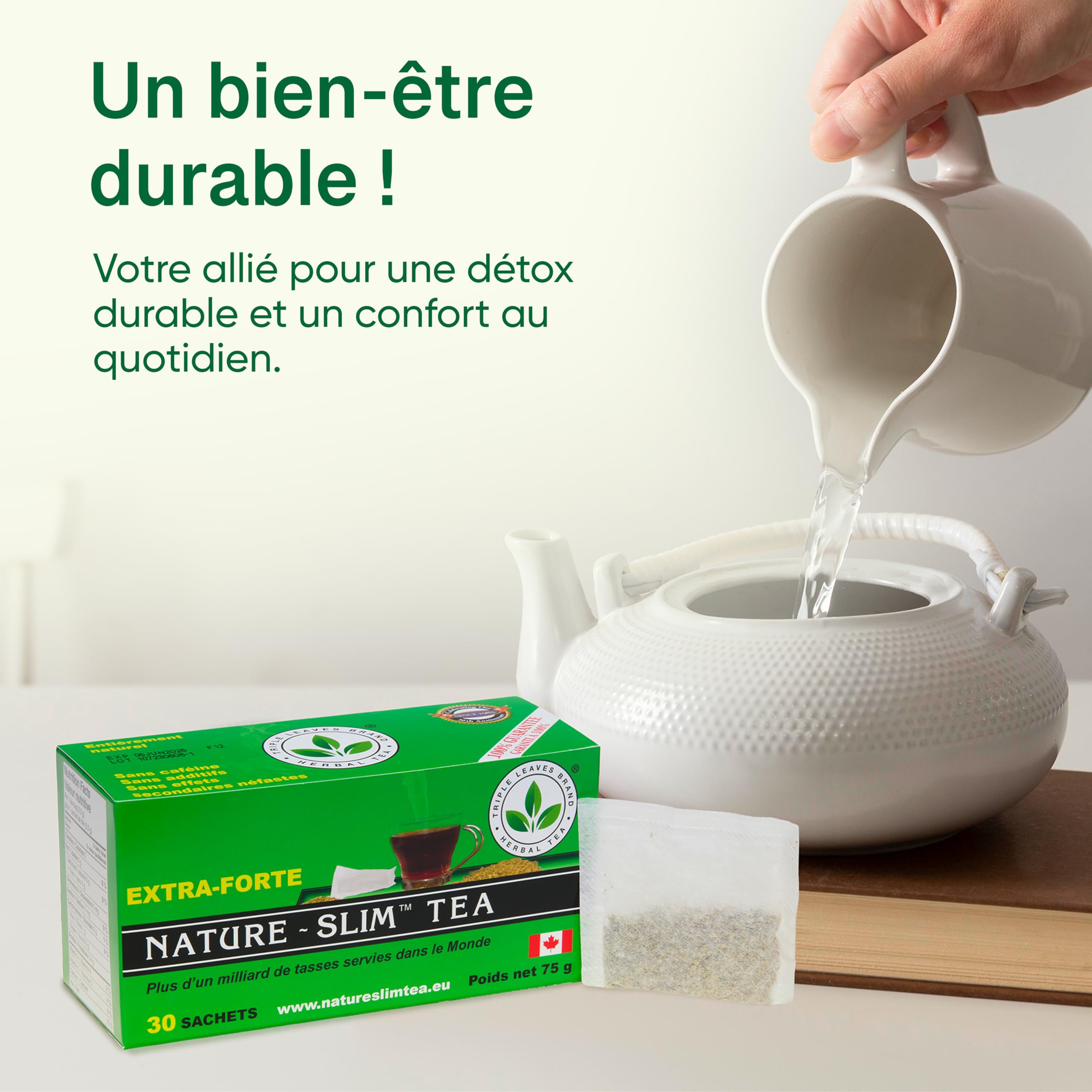 Nature Slim Tea Extra-Forte – Tisane Detox & Transit Intestinal 30 Infusettes – Feuille de Mauve & Feuille de Cassia – Laxatif Naturel Doux – Thé Minceur sans Crampes, Constipation, Perte de Poids
