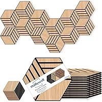Vista 14 de Mollywell Paneles acústicos hexagonales, nogal S4, 14 x 12 x 0.4 pulgadas, paquete de 12 unidades chapa de madera Paneles de pared de alta