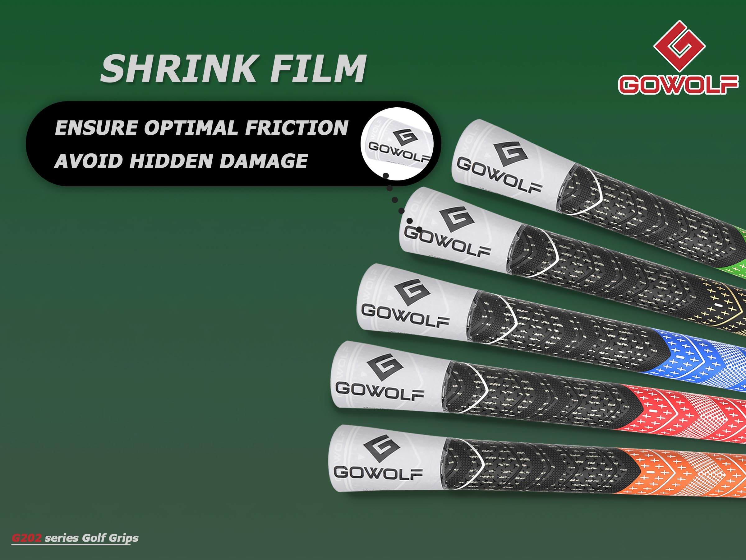 Gowolf Golfgriffe, Gummi, Multi-Compound-Golfschlägereisen, 13 Stück, farbige Oberabdeckung, SL02 Pro mit gratis 15 Bändern