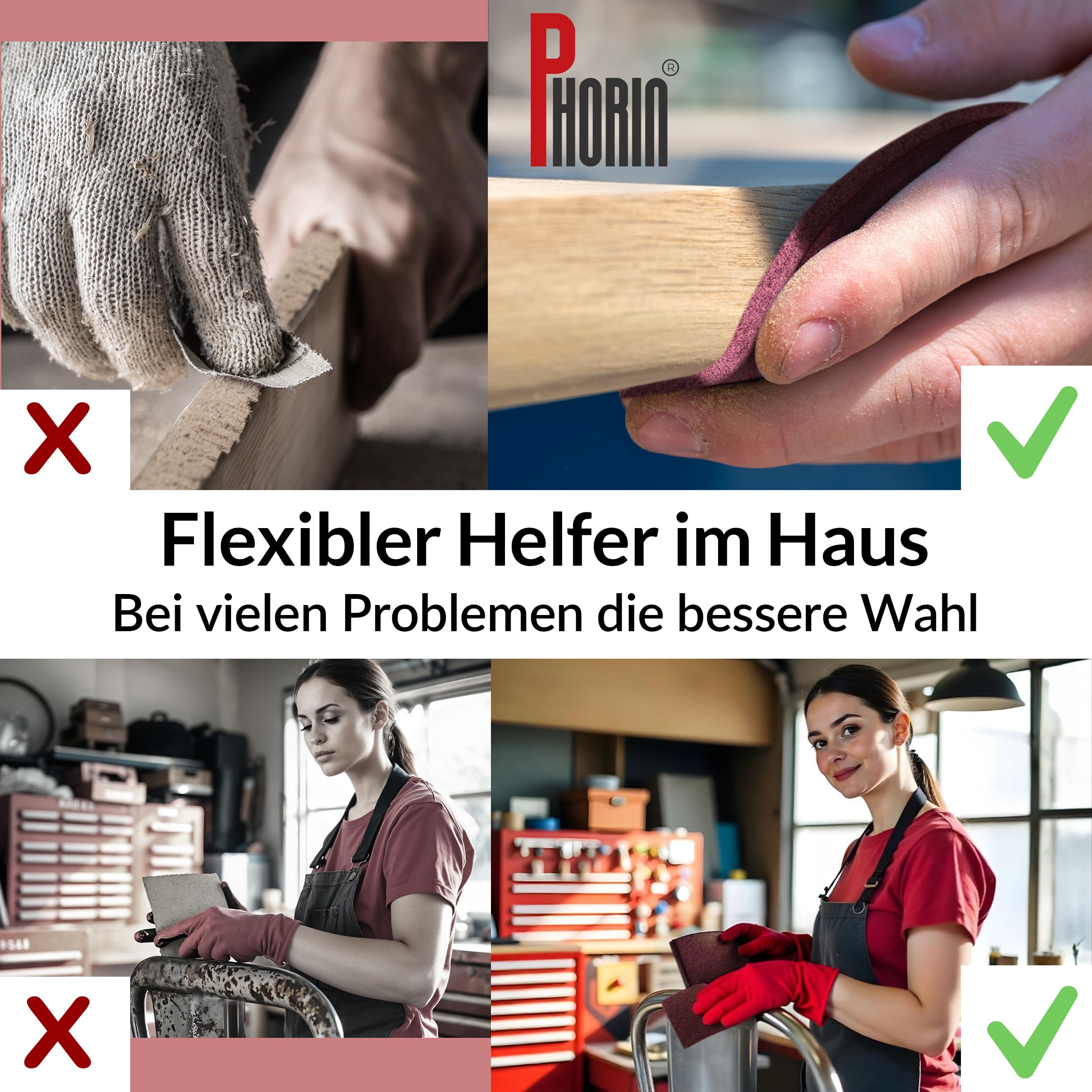 Phorin® Bande de Poncage 5 m × 100 mm non-tissé abrasif grain 240 – L'éponge de ponçage est extrêmement robuste et durable, idéale pour la peinture, le bois, le métal, l'acier inoxydable, etc.