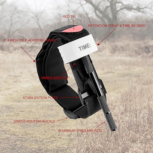 Miniatura 4 de Torniquete, kit de torniquete con una sola mano con varilla de molinete de aluminio de metal mejorado, kit táctico de primeros auxilios para