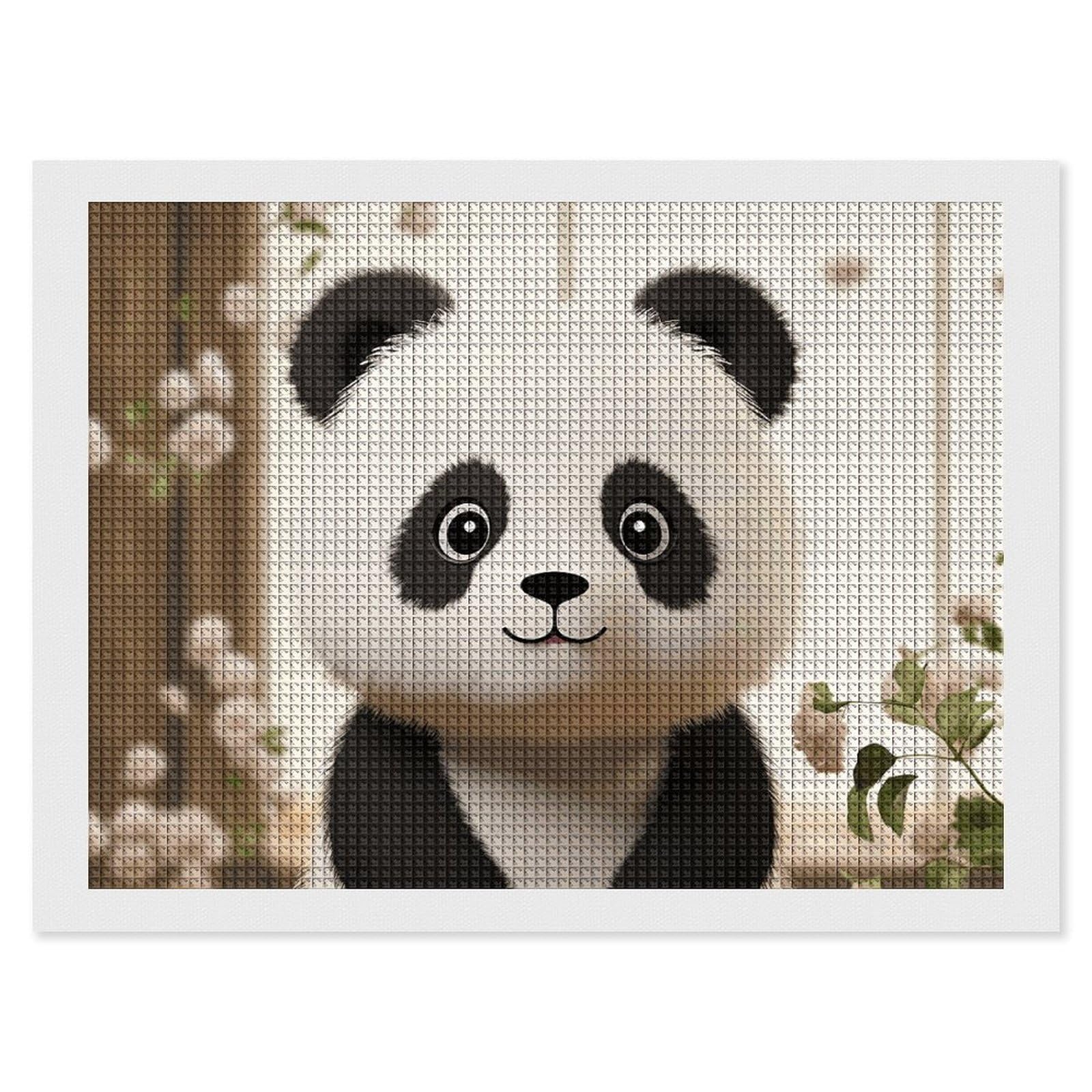 NONHAI Diamond Painting Kits for Adults - DIY Diamond Art Kits for Beginners - Full 5D Paint Drill Diamond Dots Paintings- White Panda Diamonds Pictures Gem Art and Craft Wall Decor 12"x16"