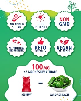 SUNNY SAM Iron Gummies for Kids & Magnesium Gummies for Kids & Adults - 100mg - Calm Magnesium Chews