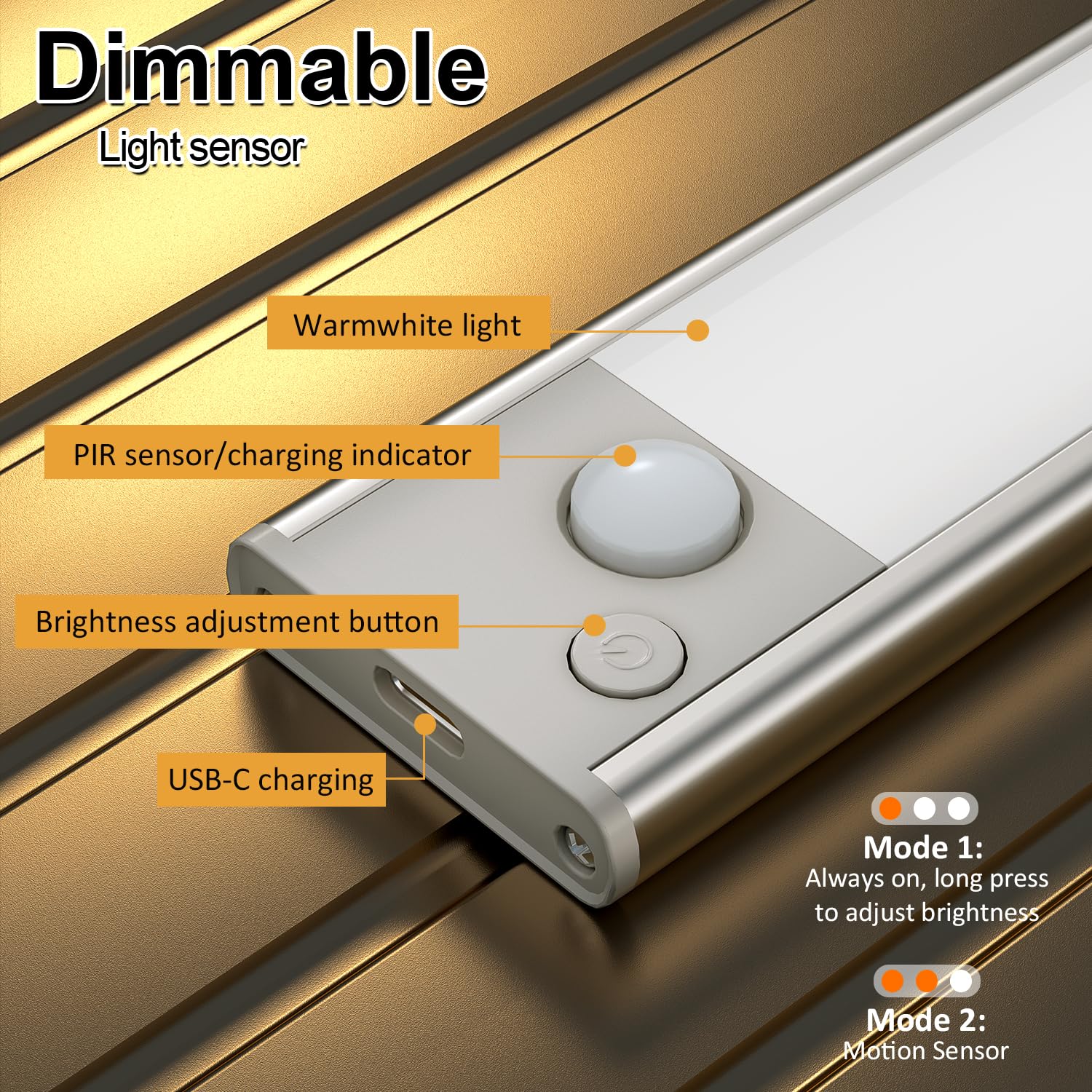 JEKEMORYE Luce LED Sottopensile Cucina Luci - Calda 30CM 2Pcs