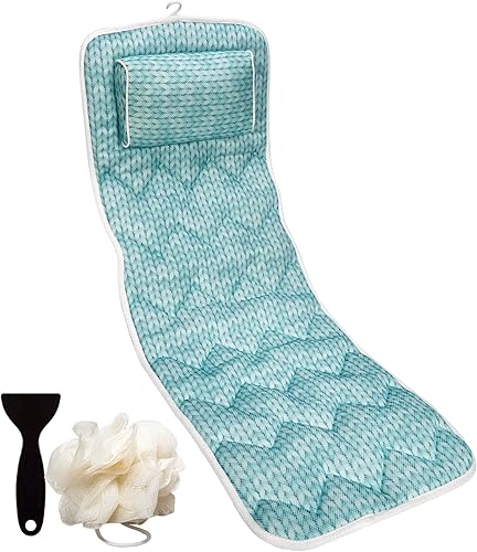 Lady McBath - Almohada de baño de cuerpo completo, cojín de baño de lujo para soporte de bañera, cuello, hombros y espalda, 21 potentes ventosas