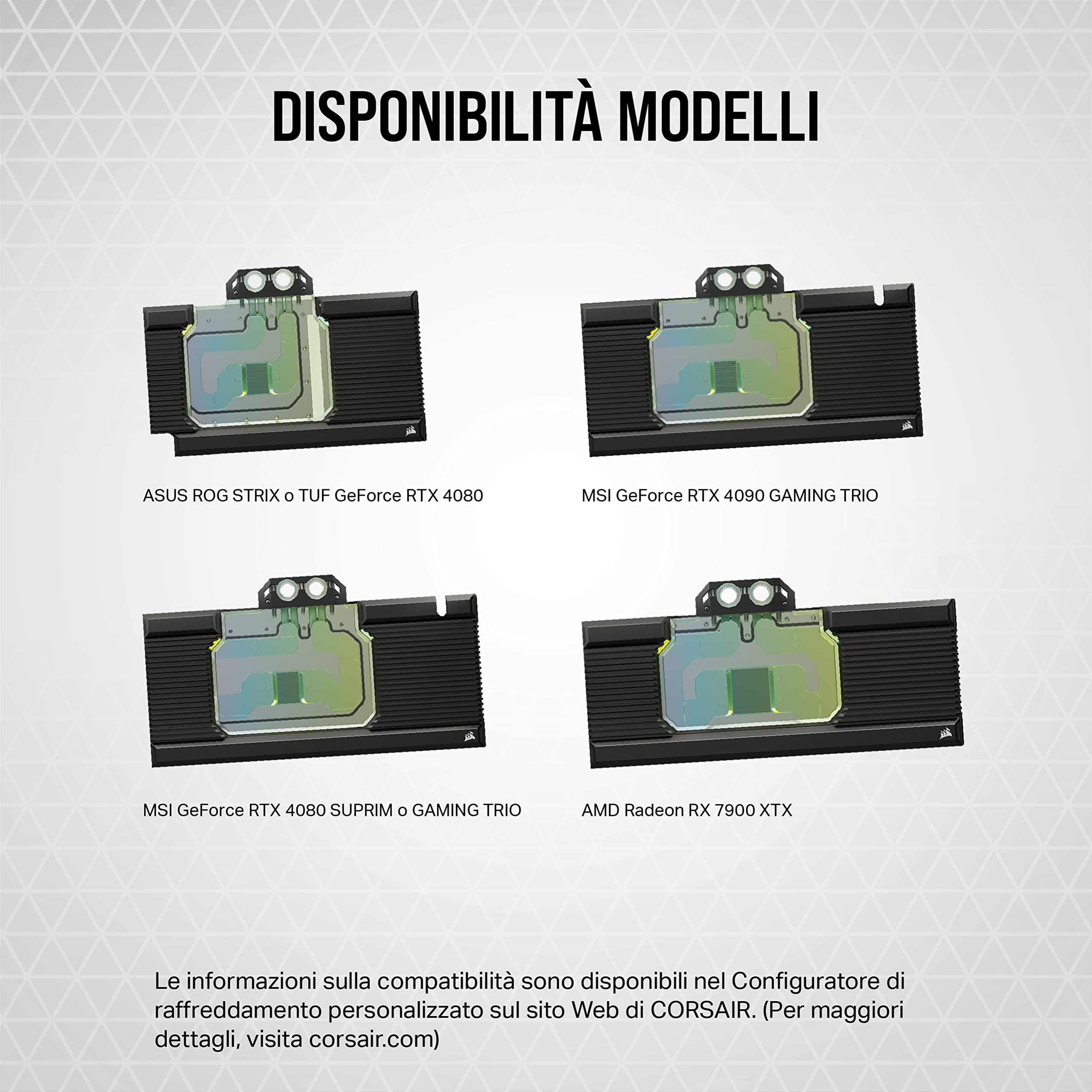 Corsair Hydro X Series XG7 RGB 4090 TRIO Waterblock per GPU - Per MSI GeForce RTX™ 4090 GAMING TRIO – in rame nichelato - con backplate incluso - Nero