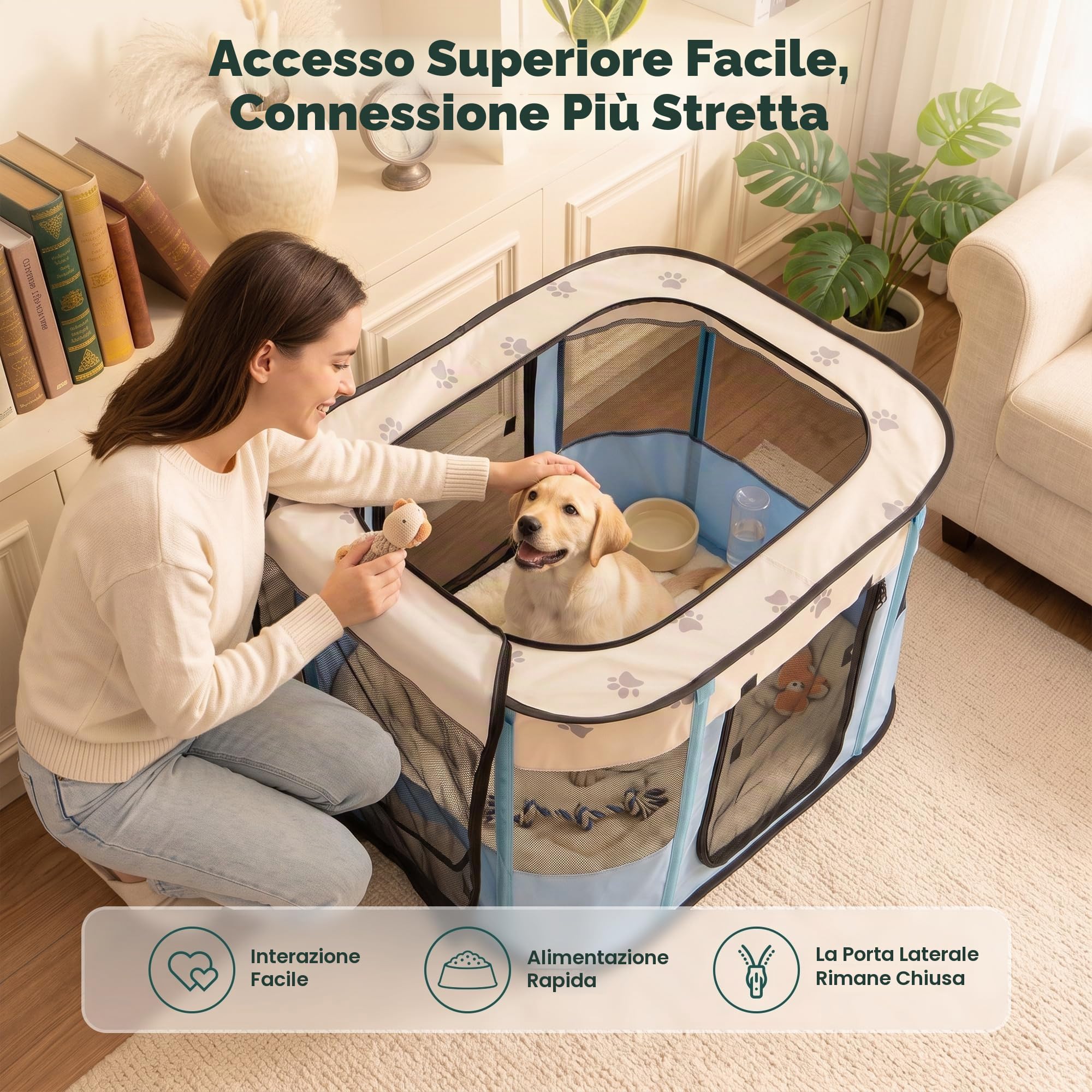 Avont Box portatile per cani e gatti, pieghevole e pop-up, da viaggio, con pavimento e porta in rete, per interni ed esterni, tenda pieghevole – S, blu
