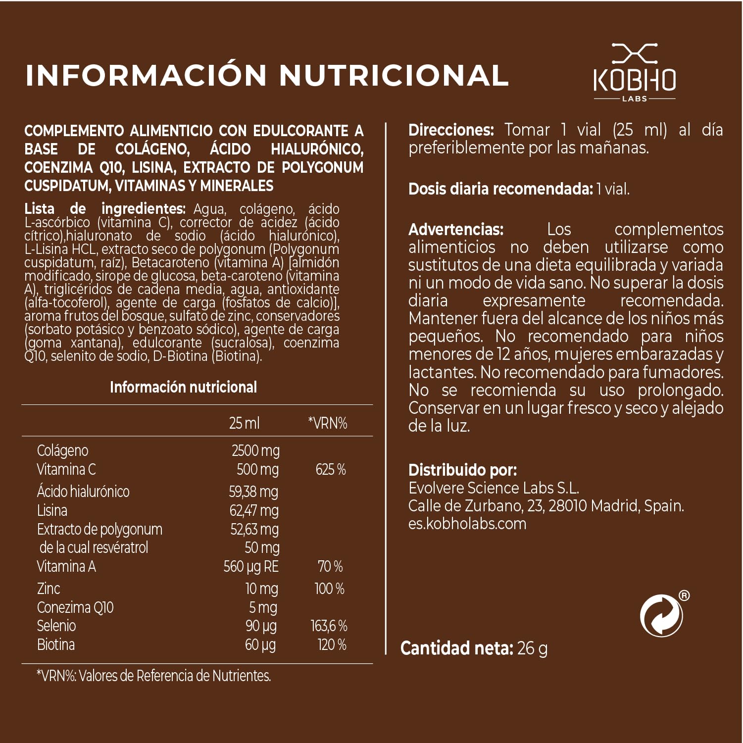 Colágeno Verisol® de máxima absorción - Beneficios para la piel y articulaciones - Formulado con Ácido Hialurónico - Sabor agradable y Listo para tomar - Dosis recomendada por AESAN