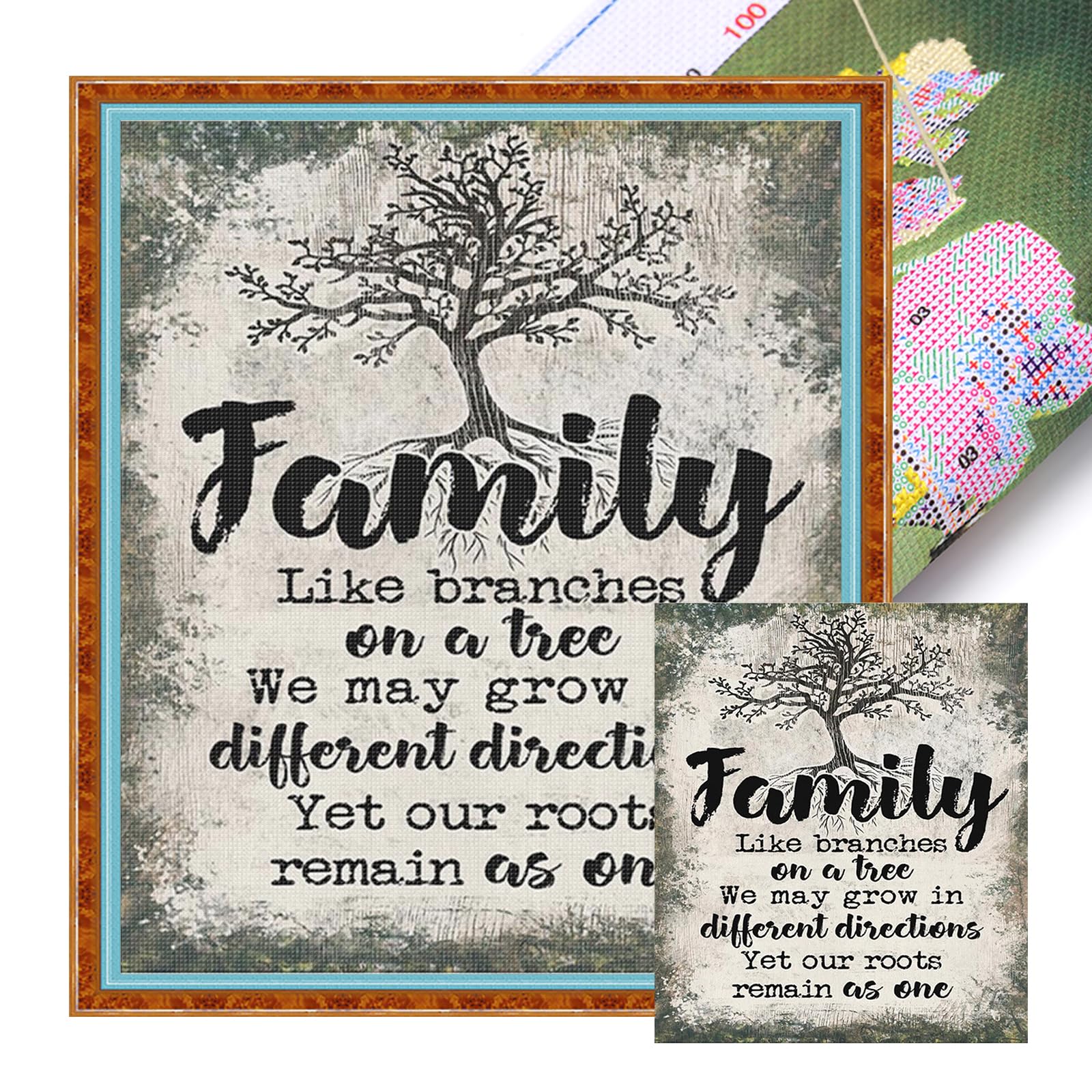 Poetrydraw Style B Family Full 11Ct 3 Strands Diy Stamped Cross Stitch Kits 46X52cm Embroidery Needlepoint Starter Kits For Adults Home Decor (Style B)