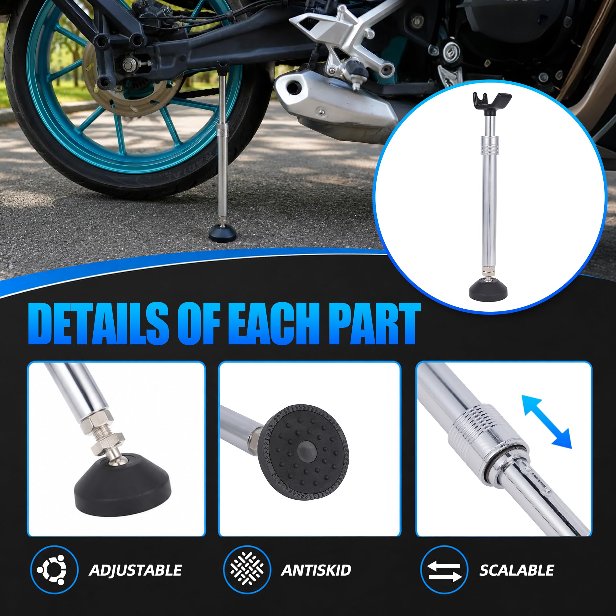Caballete Moto Soporte para Motocicleta Gato Motocicleta Caballete Rueda Soporte de Cadena Rodillo Limpieza Ruedas Universal para Motocicleta Dirt Pit Bike