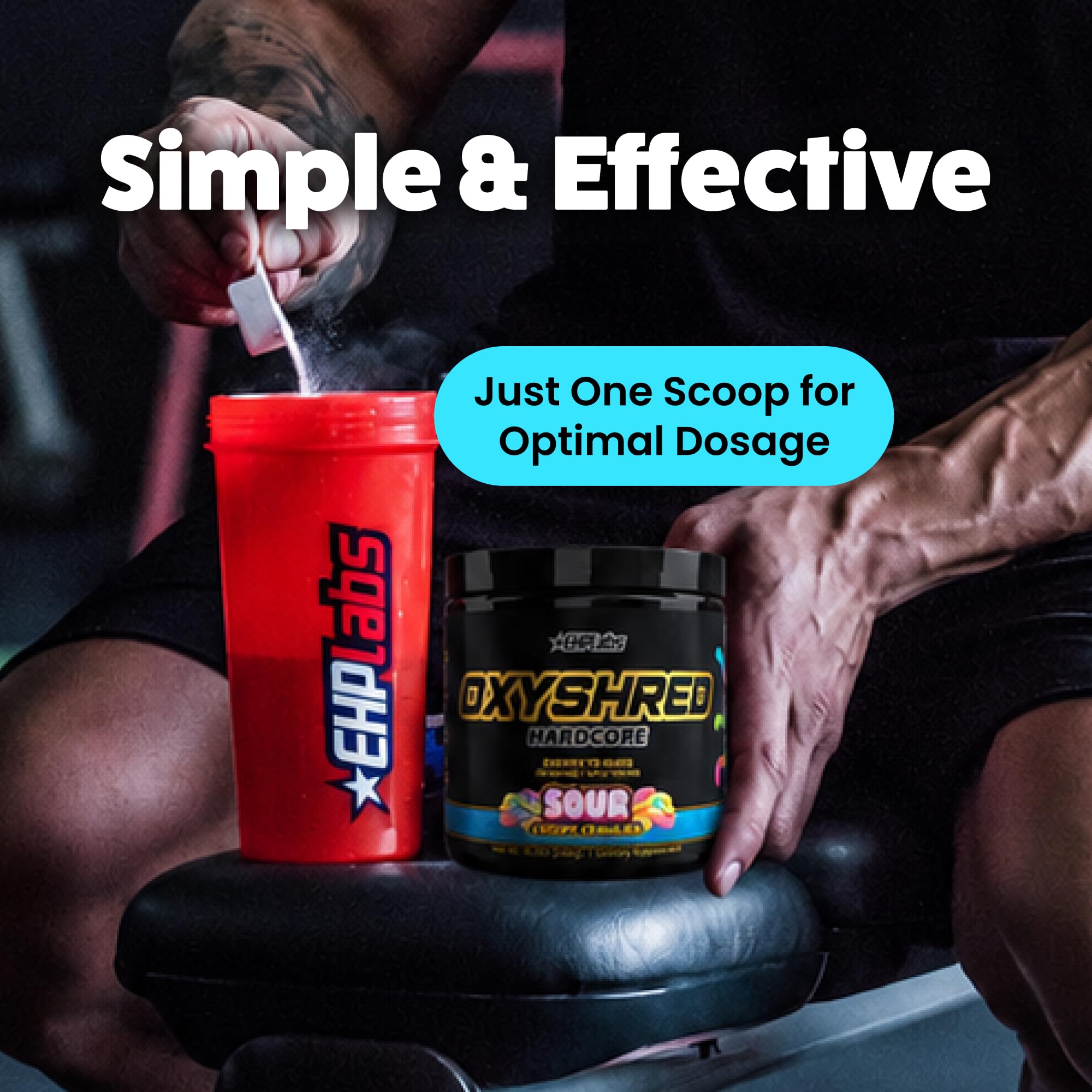 EHP Labs OxyShred Hardcore Super Dosed Pre Workout Powder - Preworkout Powder with L Glutamine & Acetyl L Carnitine, Energy Boost Drink - 275mg of Caffeine - Sour Crawlies, 40 Servings — Amazon image 5