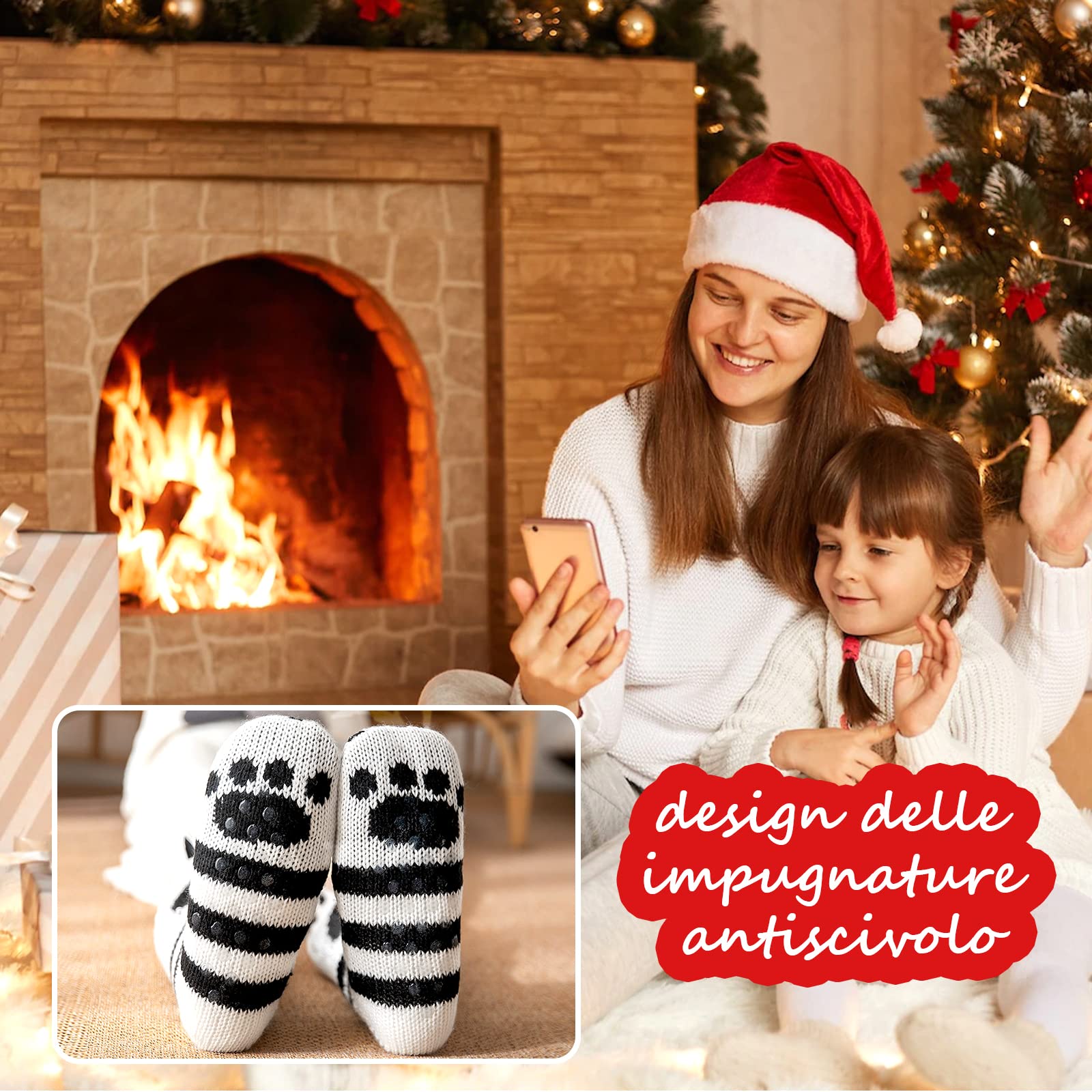 PUTUO Calzini Invernali Donna Calze a Pantofola con suola antiscivolo, Calze Antiscivolo Donna Calzini Termici per casa, Morbida e Calda