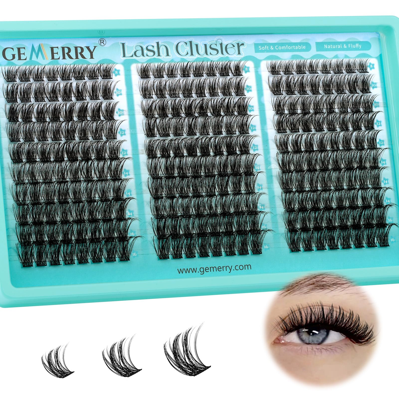 GEMERRY Lash Clusters Wispy Eyelash Clusters Natural D Curly 240pcs Cluster Lashes Extensions 8-16mm Cluster Eyelashes Individual Lashes DIY Lash Extensions Natural Look - 3