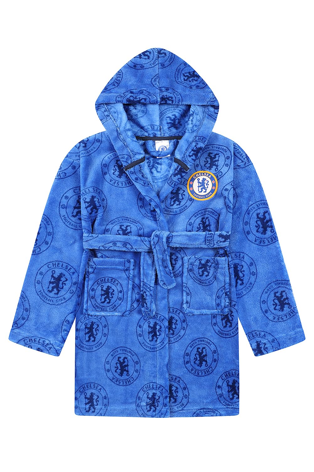 Chelsea Boys Official F.C. Dressing Gown Fleece Hooded Kids Robe (10-11 Years)