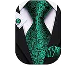 Barry.Wang Men Ties Paisley Woven Silk Necktie Set with Pocket Suqare Cufflinks Formal