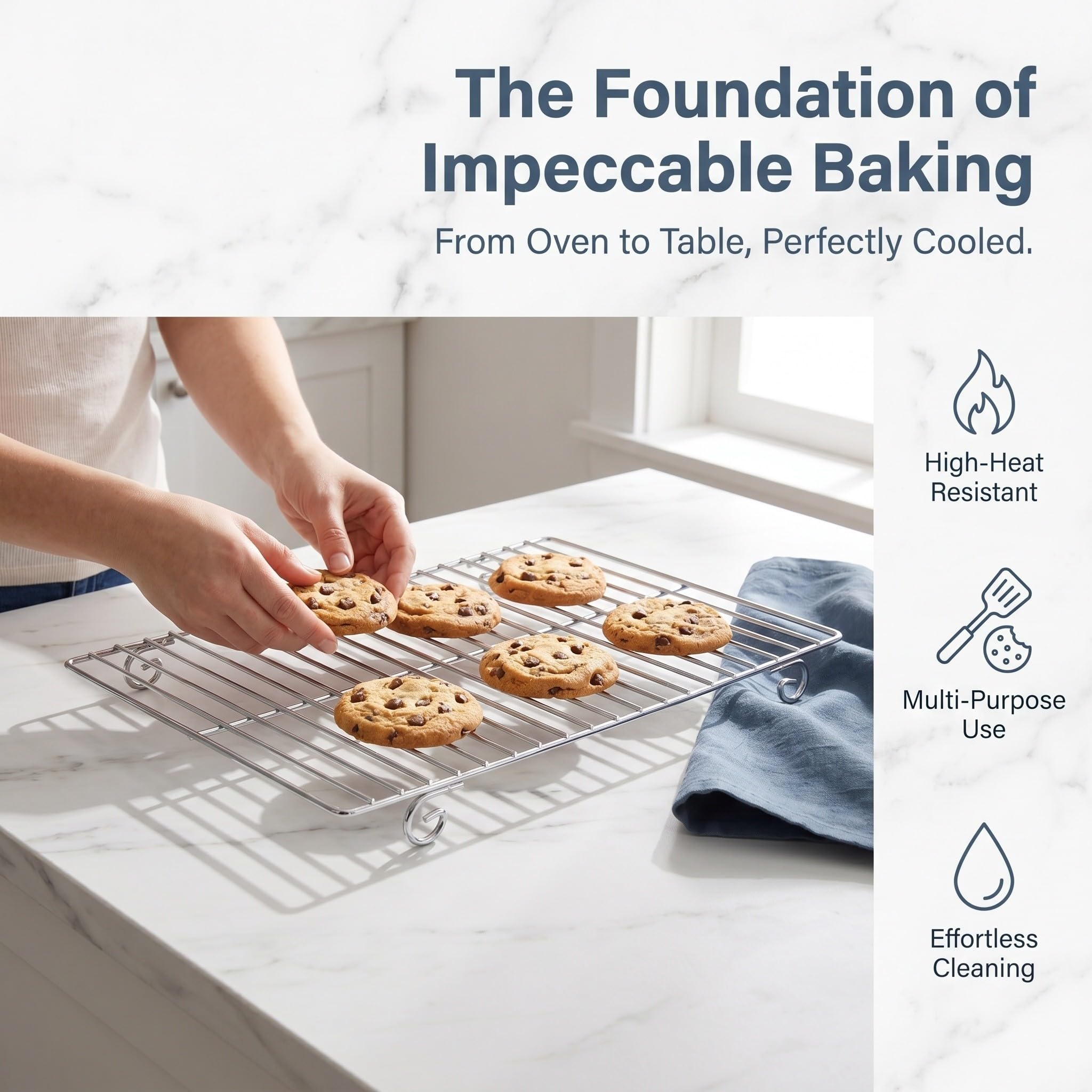 ibasenice Grille de Refroidissement pour la Cuisson et la pâtisserie - Grille de Cuisson en Acier Inoxydable pour Four, idéale pour la préparation des gâteaux, Biscuits et Pains - Améliore la